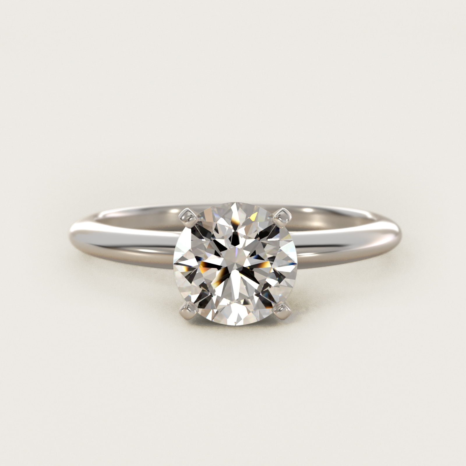 Classic Four Prong Solitaire Engagement Ring in Platinum — Round center