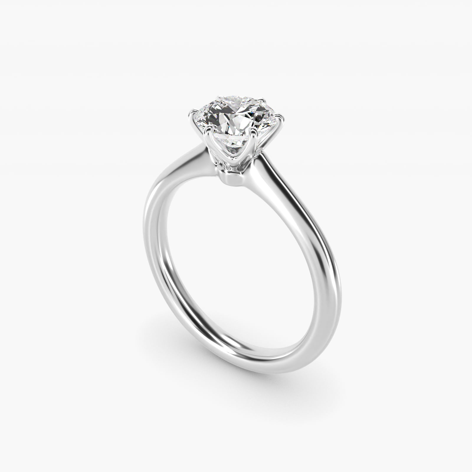 Round 1.5 CT Certified Diamond Six Prong Petite Nouveau Solitaire Engagement Ring In Platinum