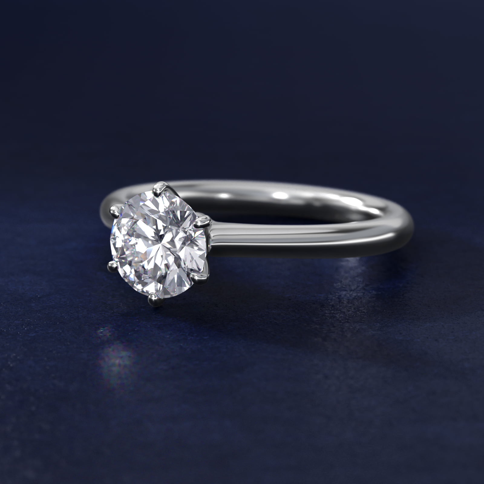 Round 1.5 CT Certified Diamond Six Prong Petite Nouveau Solitaire Engagement Ring In Platinum 3