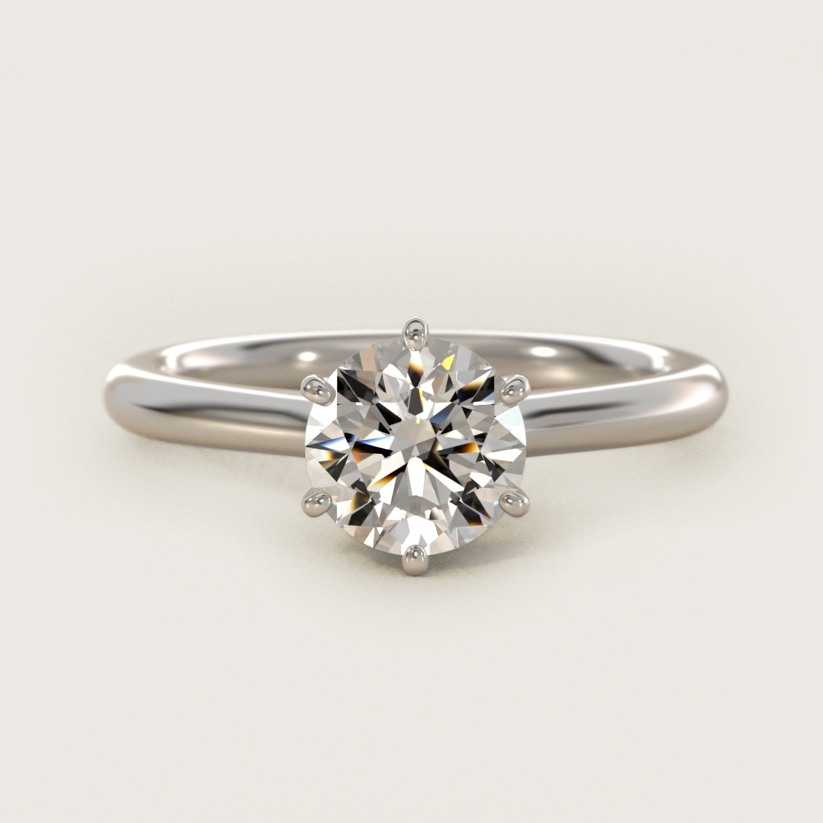 Round 1.5 CT Certified Diamond Six Prong Petite Nouveau Solitaire Engagement Ring In Platinum 2