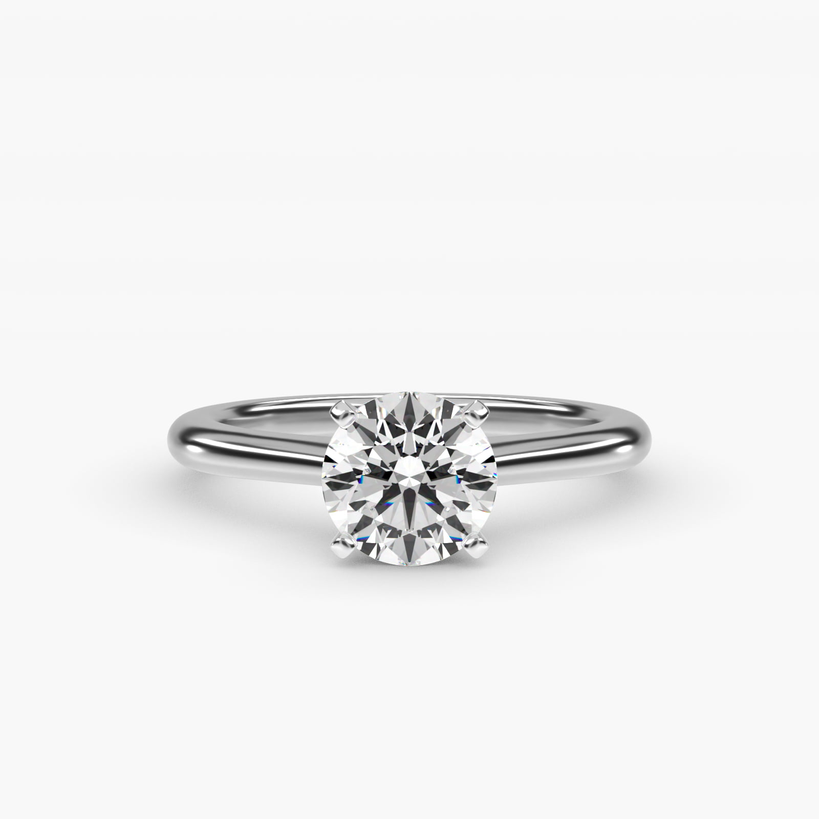 Round 1 CT Certified Diamond Petite Solitaire Engagement Ring In 14K White Gold 7