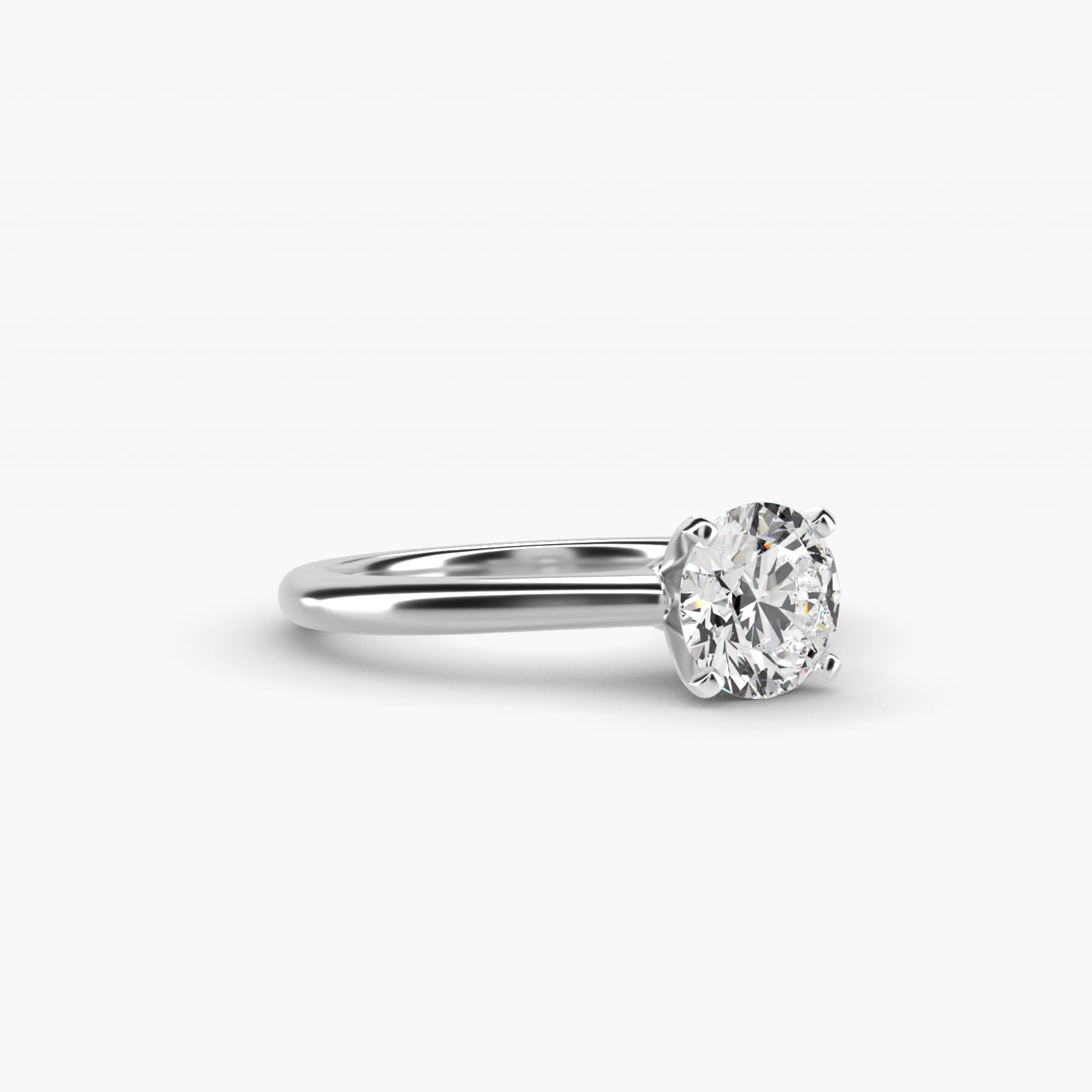 Round 1 CT Certified Diamond Petite Solitaire Engagement Ring In 14K White Gold 8