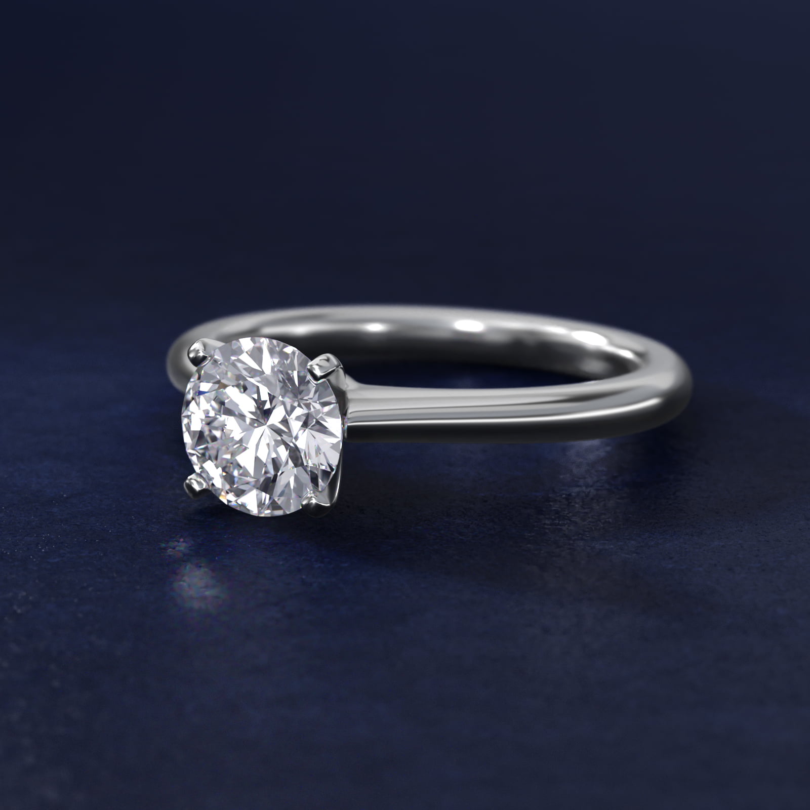 Round 1 CT Certified Diamond Petite Solitaire Engagement Ring In 14K White Gold 2