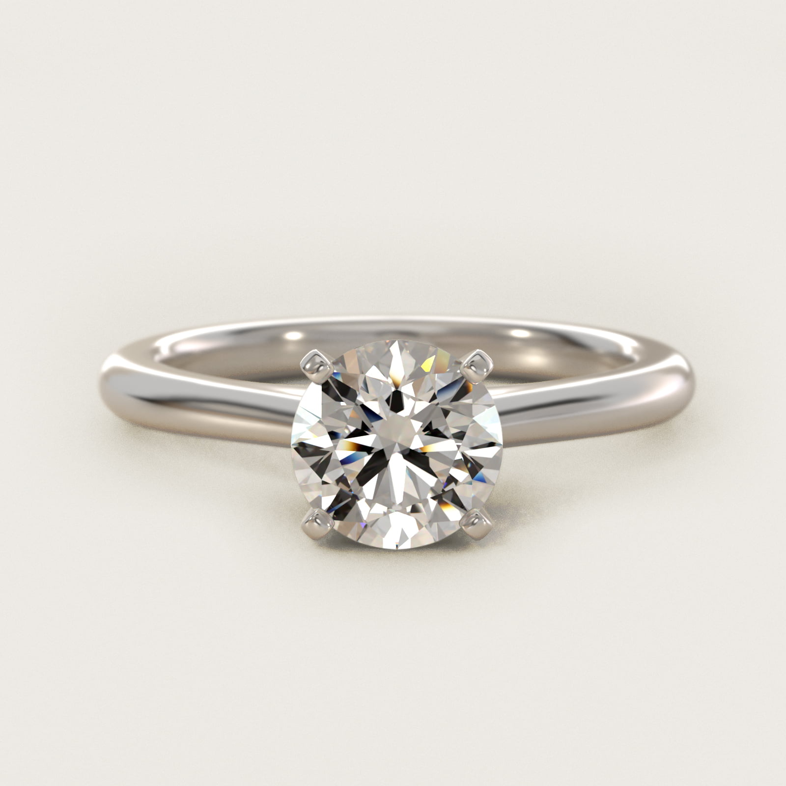Petite Solitaire Engagement Ring in Platinum — Round center