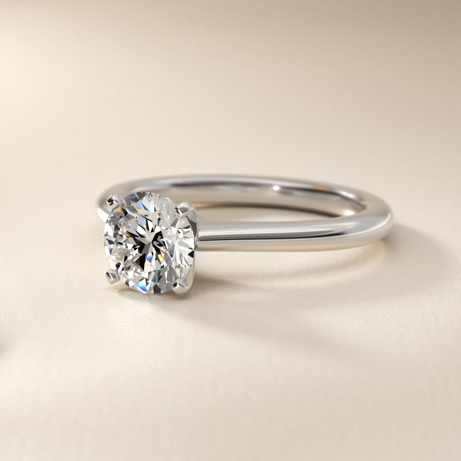 Round 1 CT Certified Diamond Petite Solitaire Engagement Ring In 14K White Gold 4
