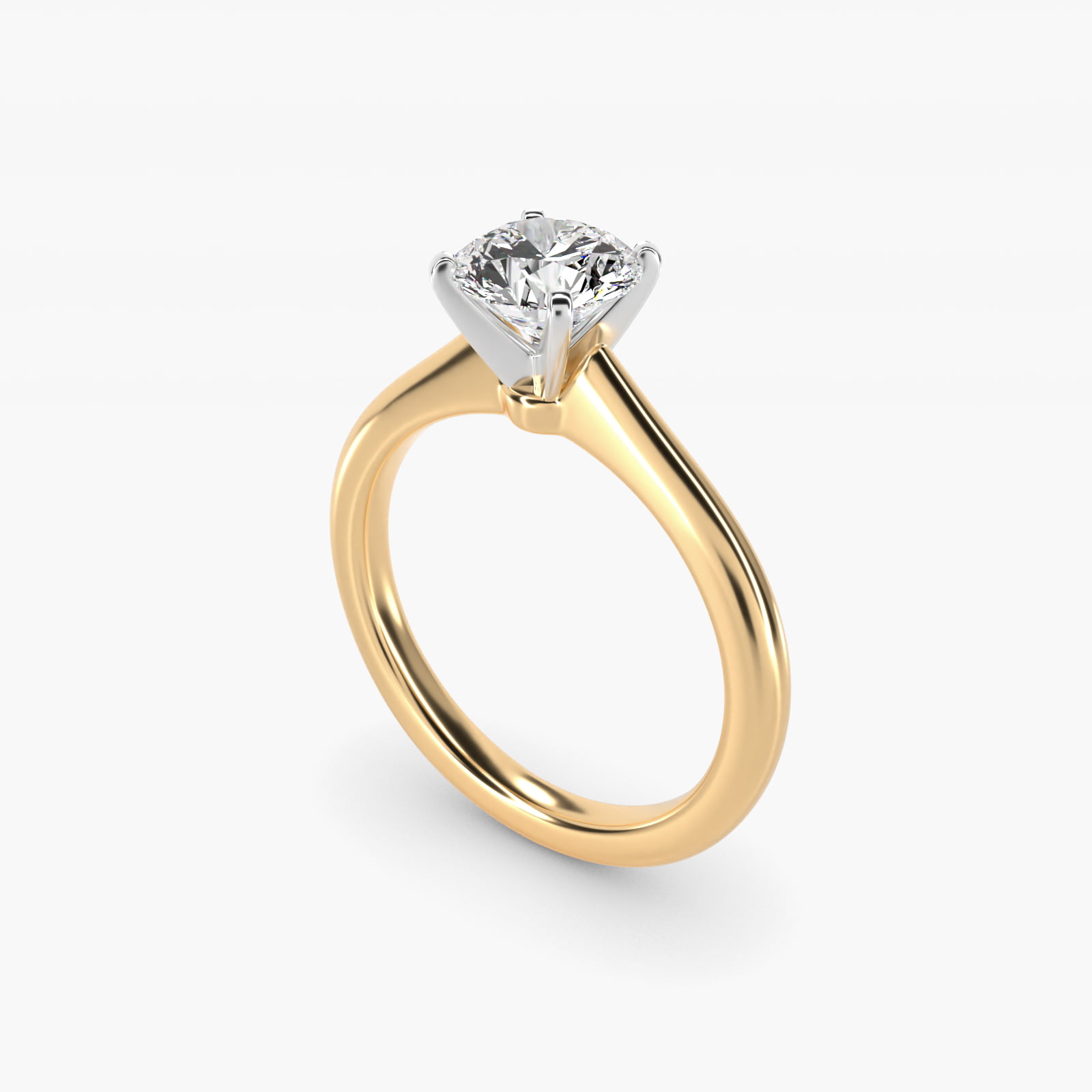 Round 1 CT Certified Diamond Petite Solitaire Engagement Ring In 14K Yellow Gold