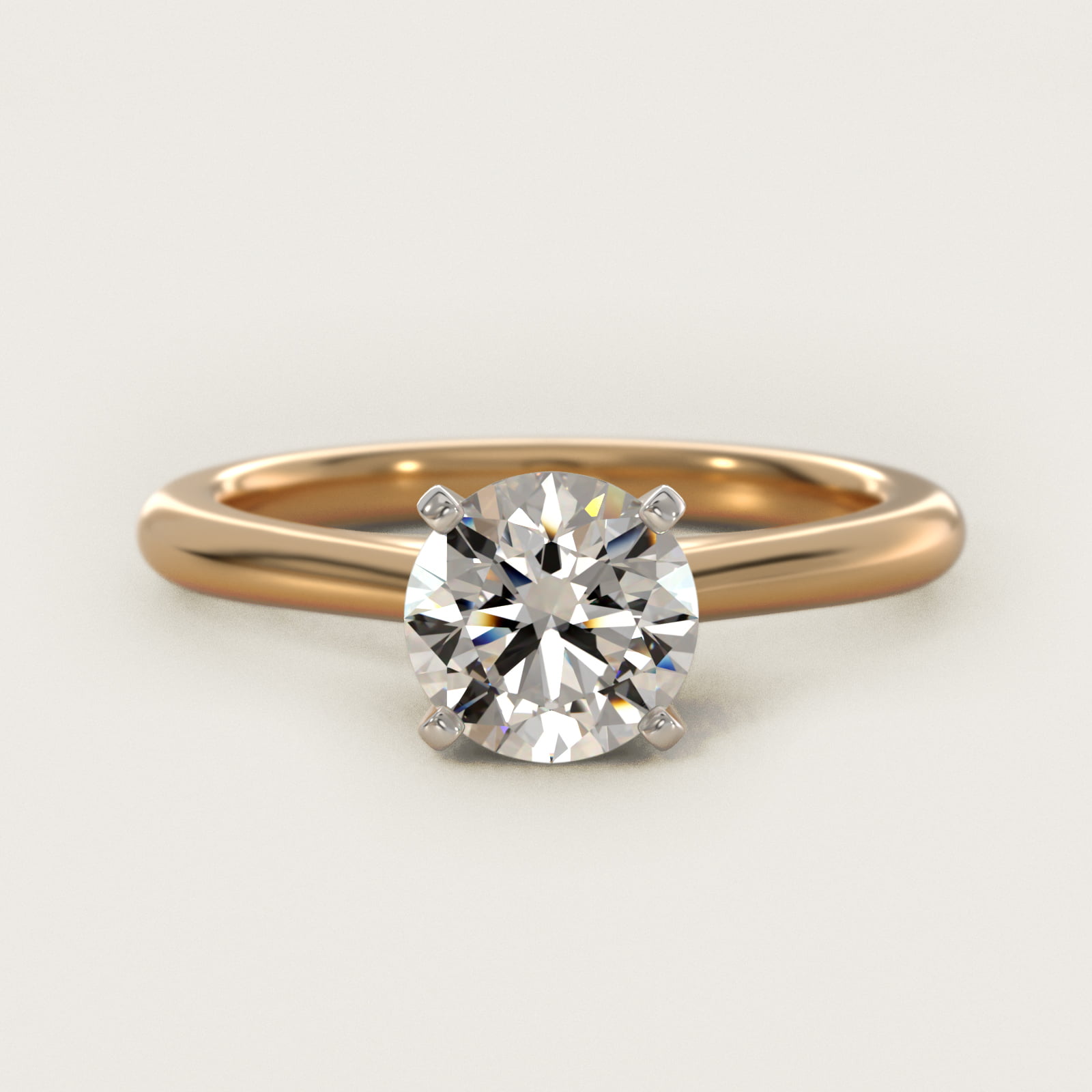 Petite Solitaire Engagement Ring in 14k Yellow Gold — Round center