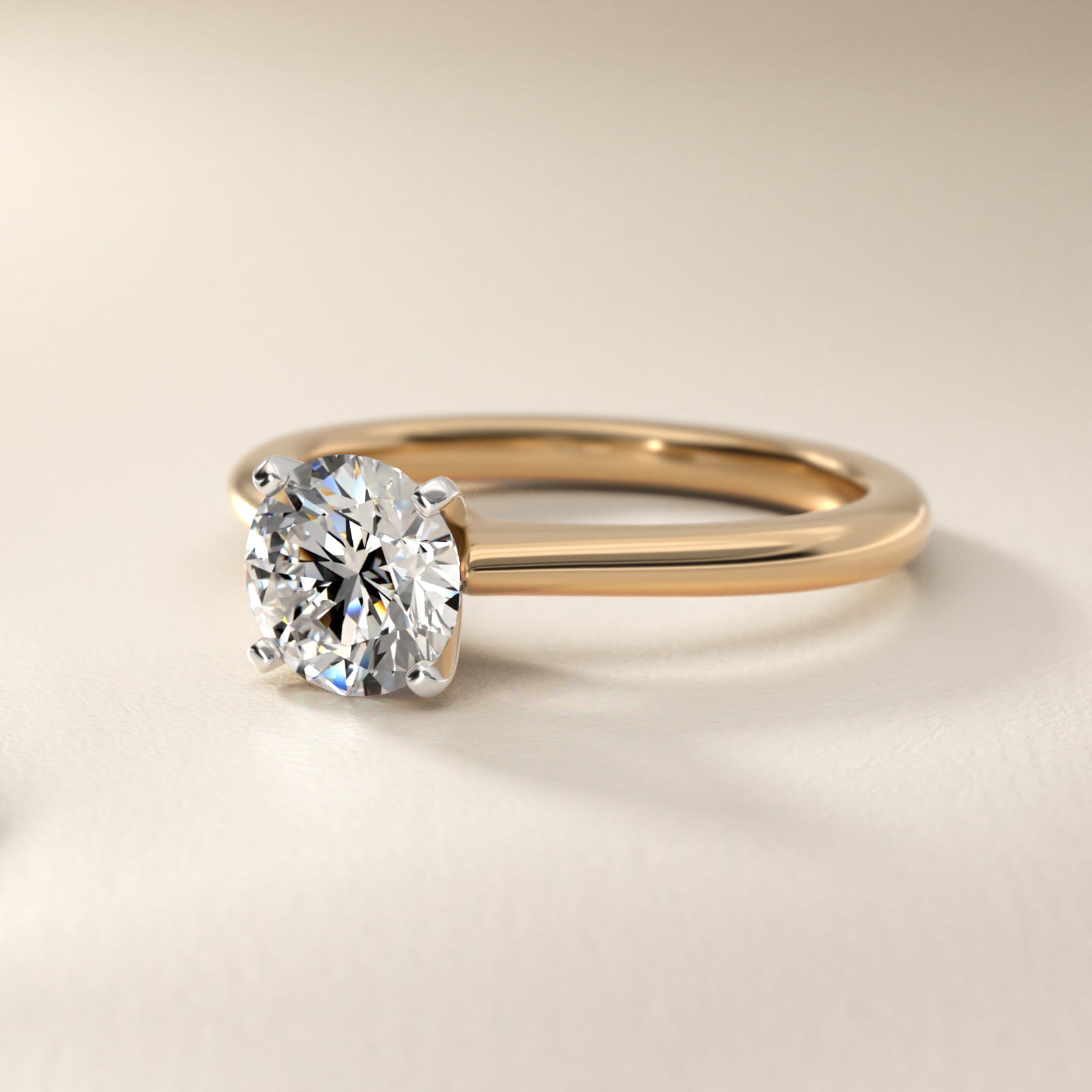 Round 1 CT Certified Diamond Petite Solitaire Engagement Ring In 14K Yellow Gold 3