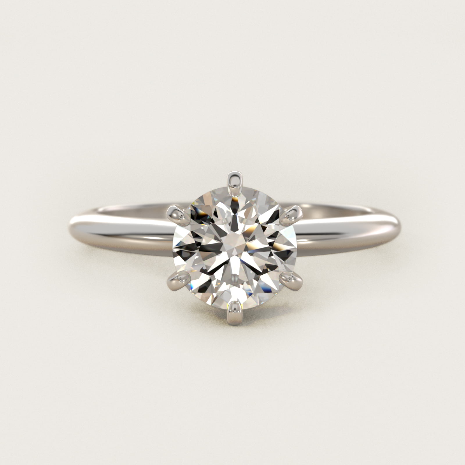 Classic Six-Prong Solitaire Engagement Ring in Platinum — Round center