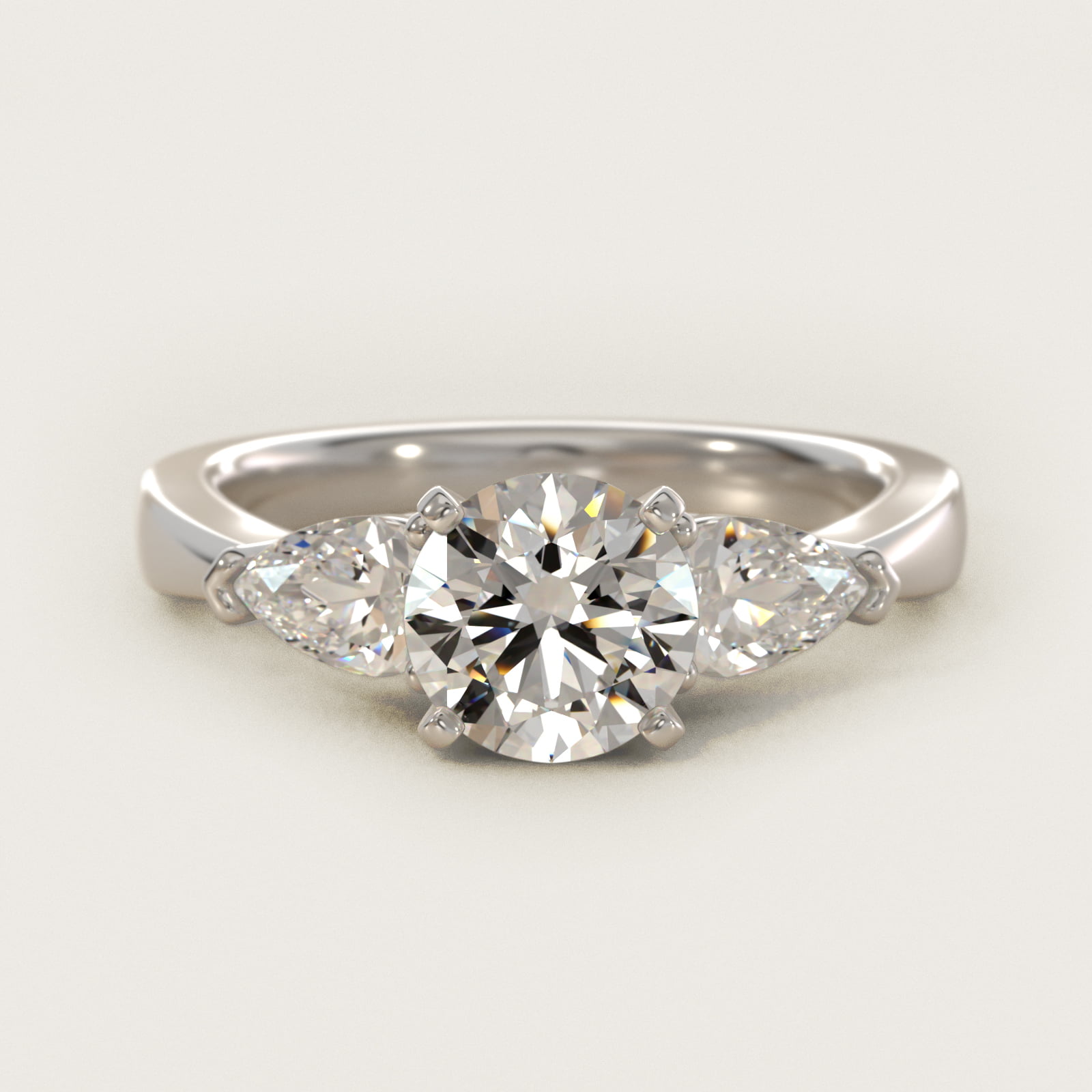 Classic Pear Shaped Diamond Engagement Ring in Platinum (1/2 ct. tw.) — Round center