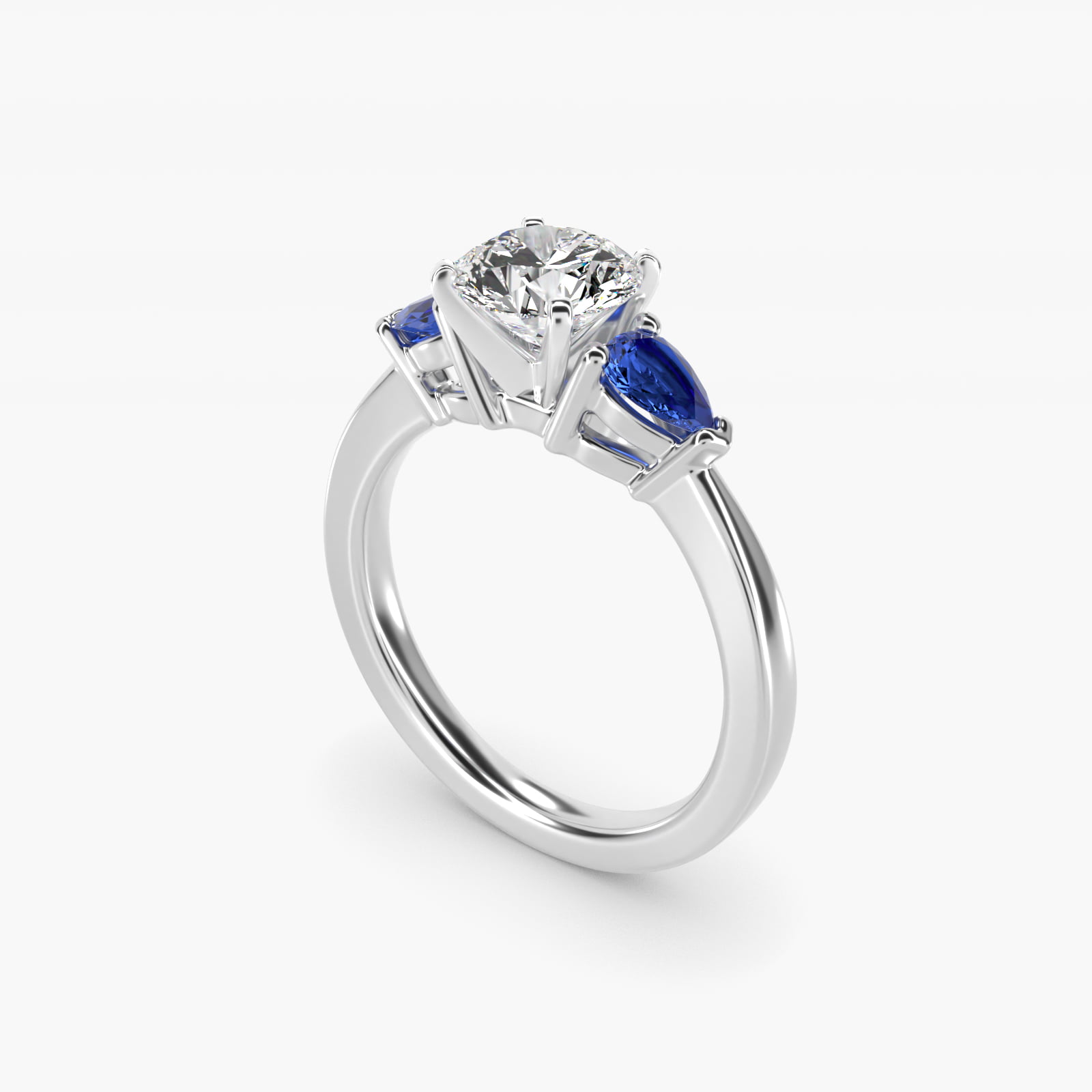 Classic Pear Shaped Sapphire Engagement Ring in Platinum