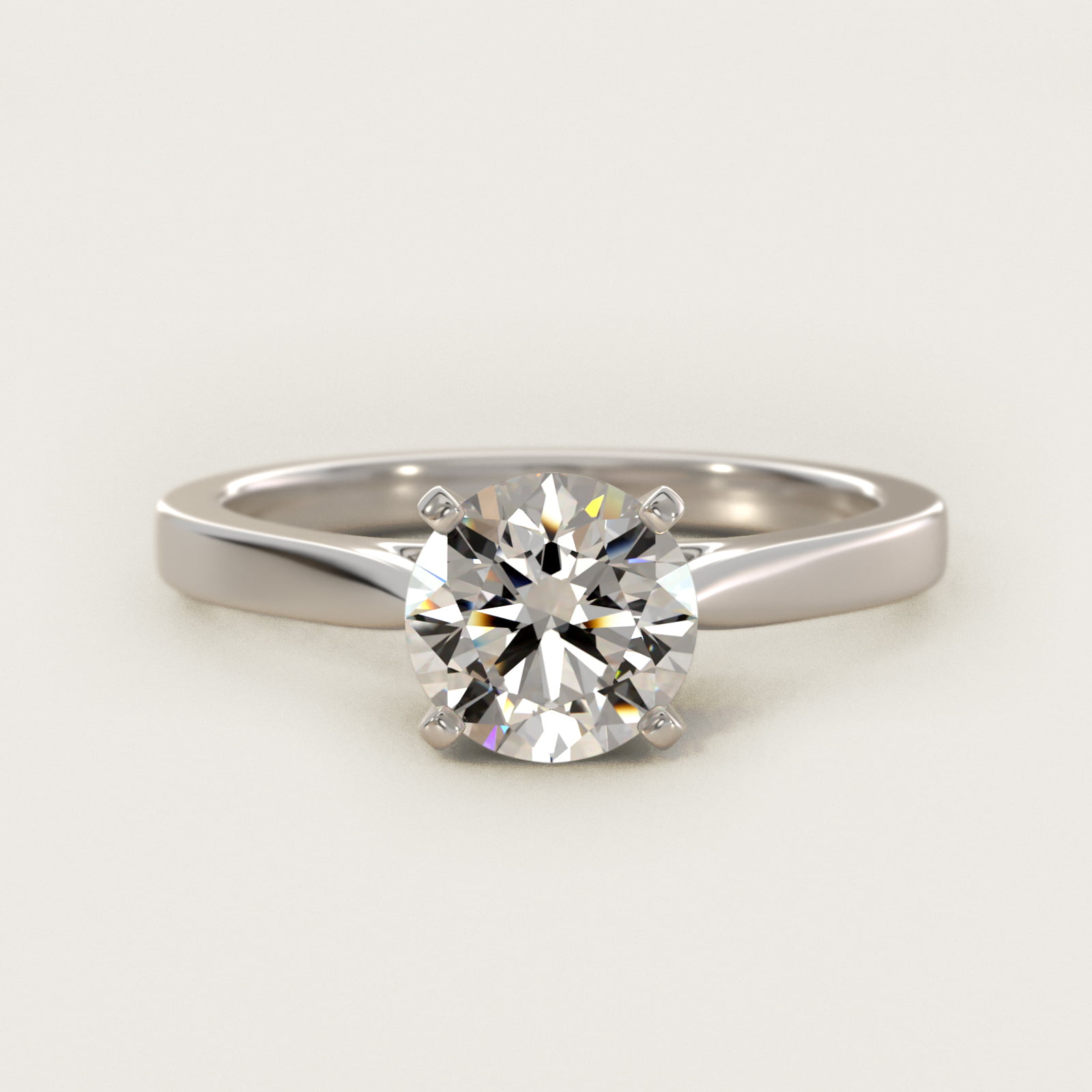 Petite Cathedral Solitaire Engagement Ring in Platinum — Round center