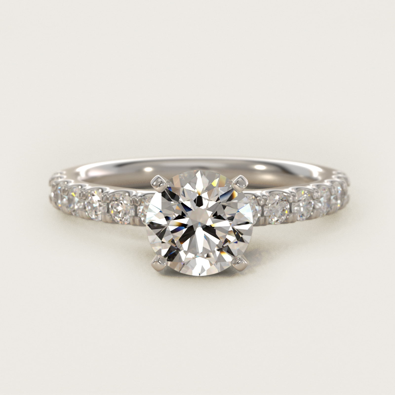Scalloped Pavé Diamond Engagement Ring in Platinum (3/8 ct. tw.) — Round center