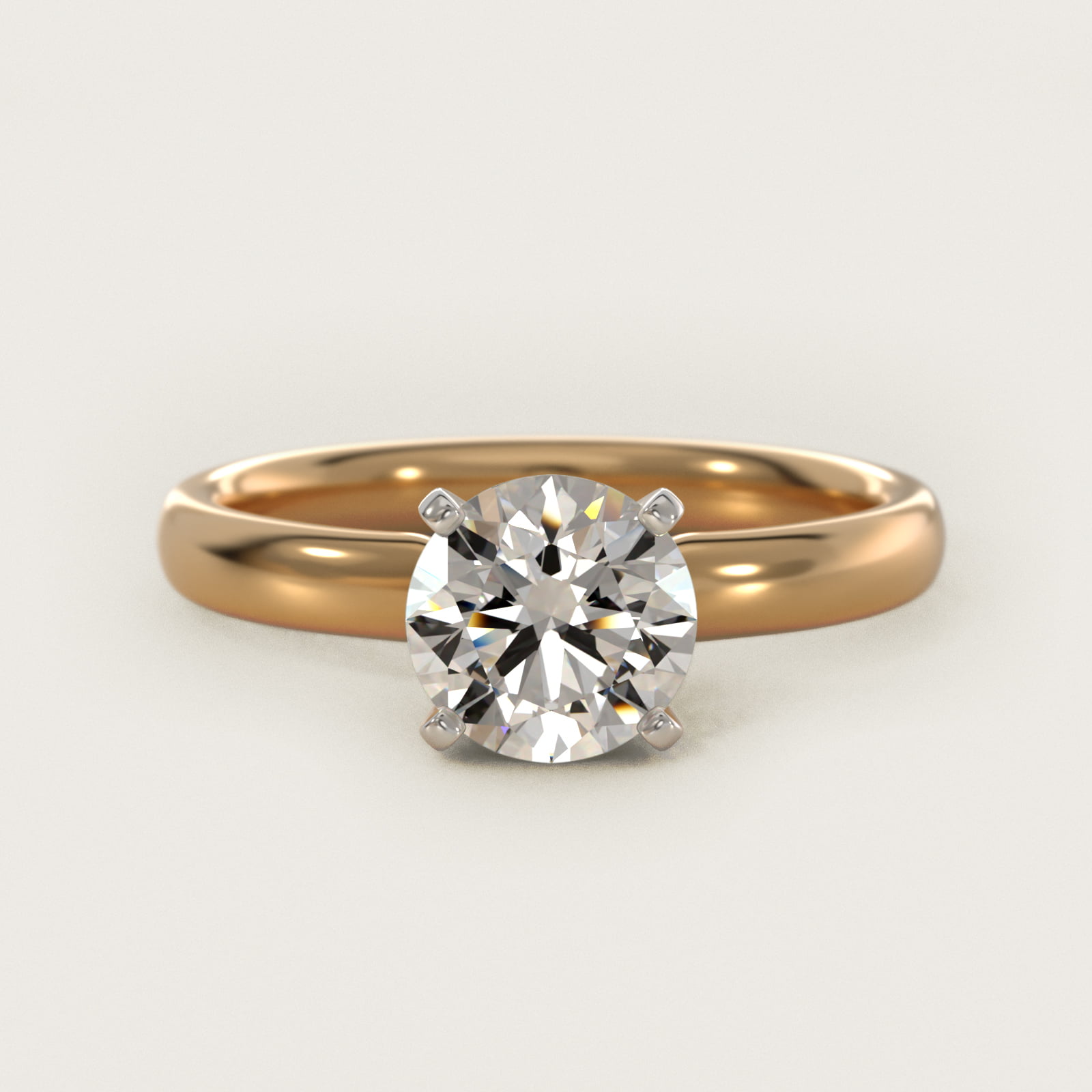 Classic Comfort Fit Solitaire Engagement Ring in 14K Yellow Gold (2.5mm) — Round center