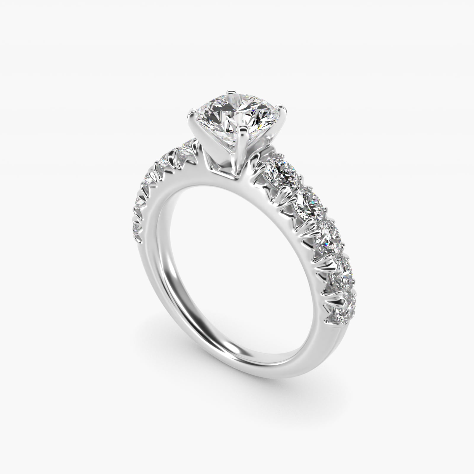French Pavé Diamond Engagement Ring in Platinum (1 ct. tw.)