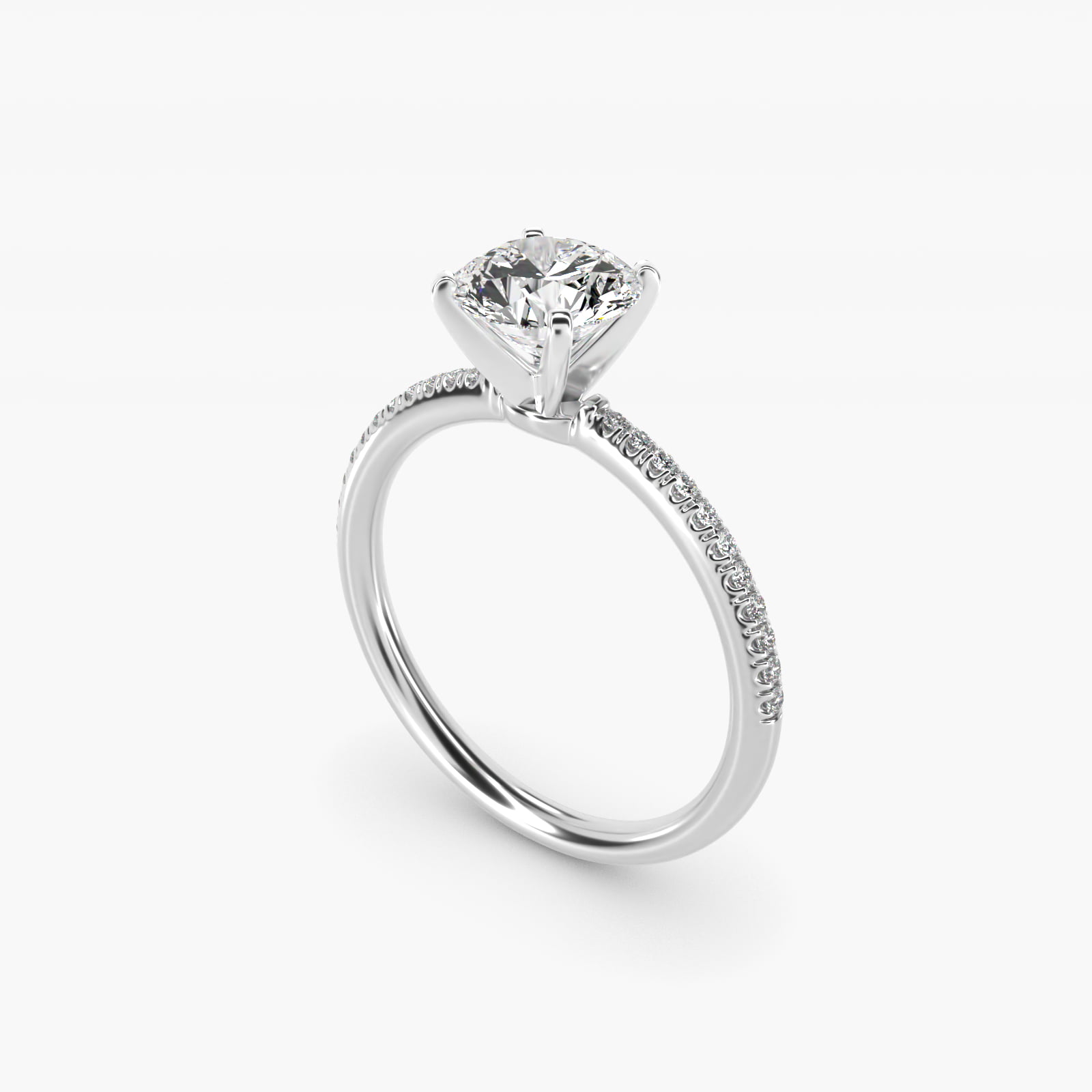 Petite Micropavé Diamond Engagement Ring in 14k White Gold (1/10 ct. tw.)