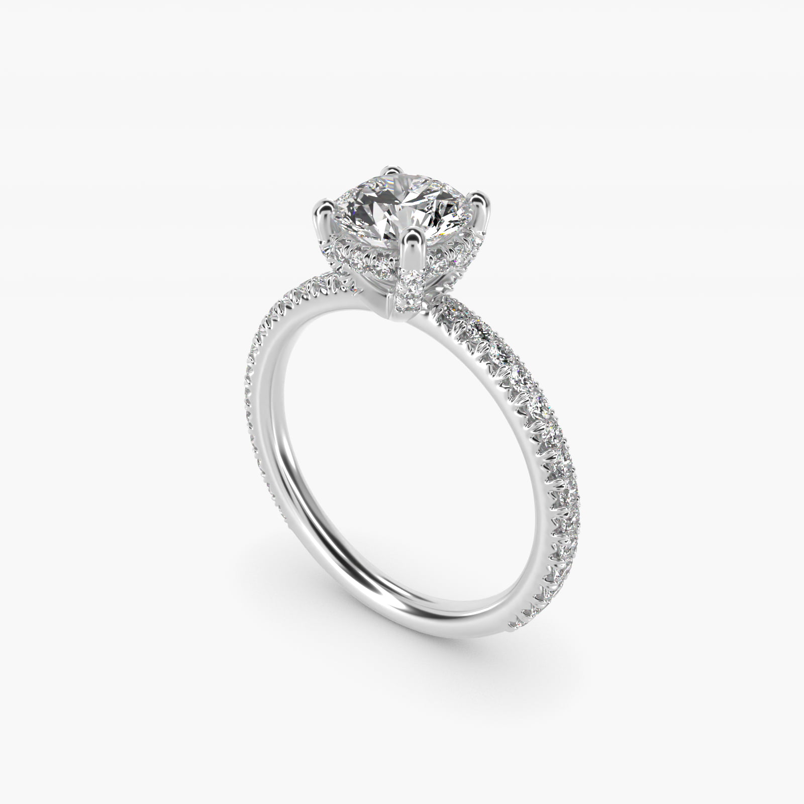 Blue JD Studio Petite French Pavé Crown Diamond Engagement Ring in Platinum (1/3 ct. tw.)