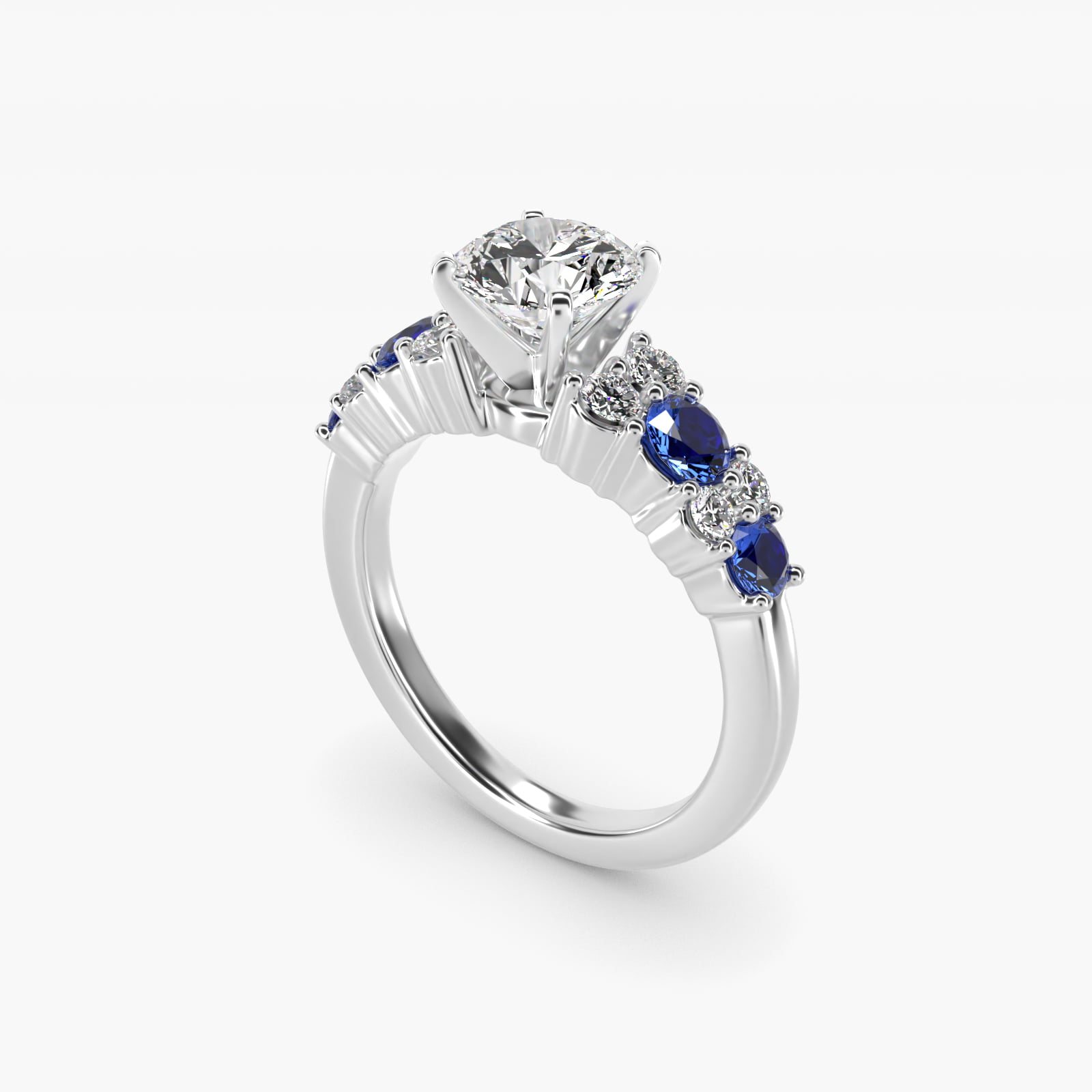 Garland Sapphire and Diamond Engagement Ring in 14k White Gold