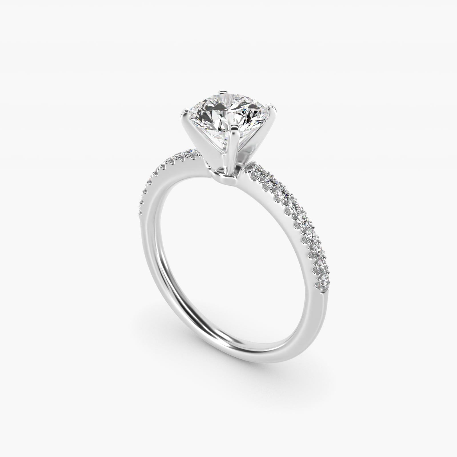Riviera Pavé Diamond Engagement Ring in 14k White Gold (1/6 ct. tw.)