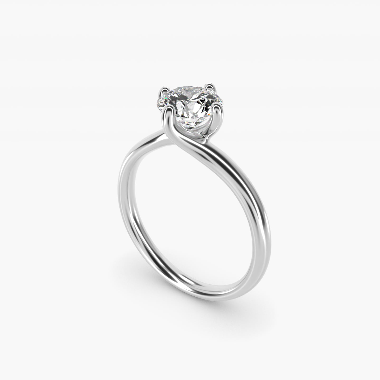 Bypass Solitaire Engagement Ring in 14k White Gold By Zac Zac Posen