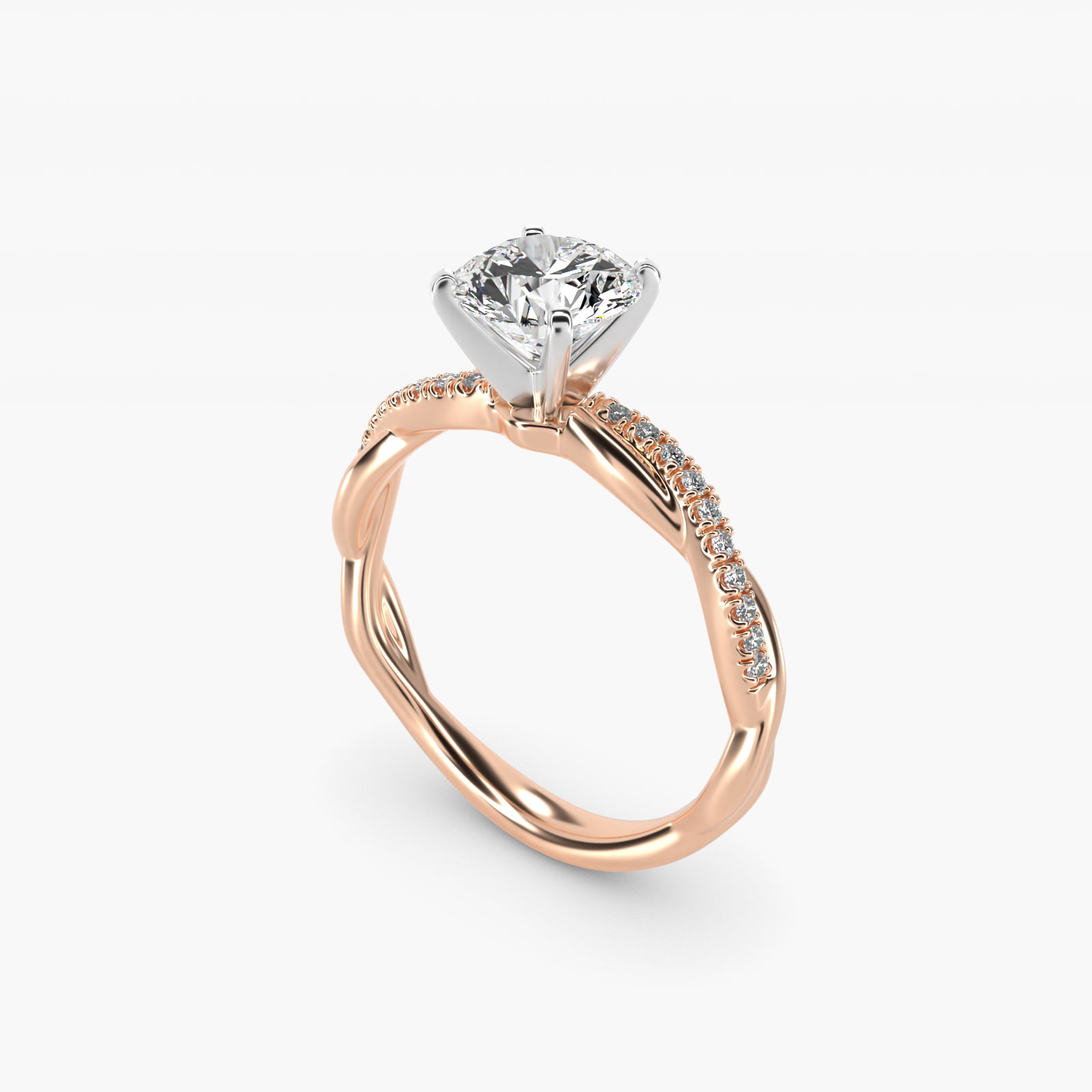 Petite Twist Diamond Engagement Ring in 14k Rose Gold (1/10 ct. tw.)