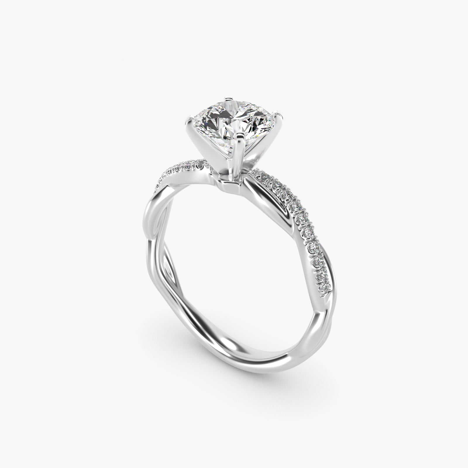 Petite Twist Diamond Engagement Ring in 14k White Gold (1/10 ct. tw.)