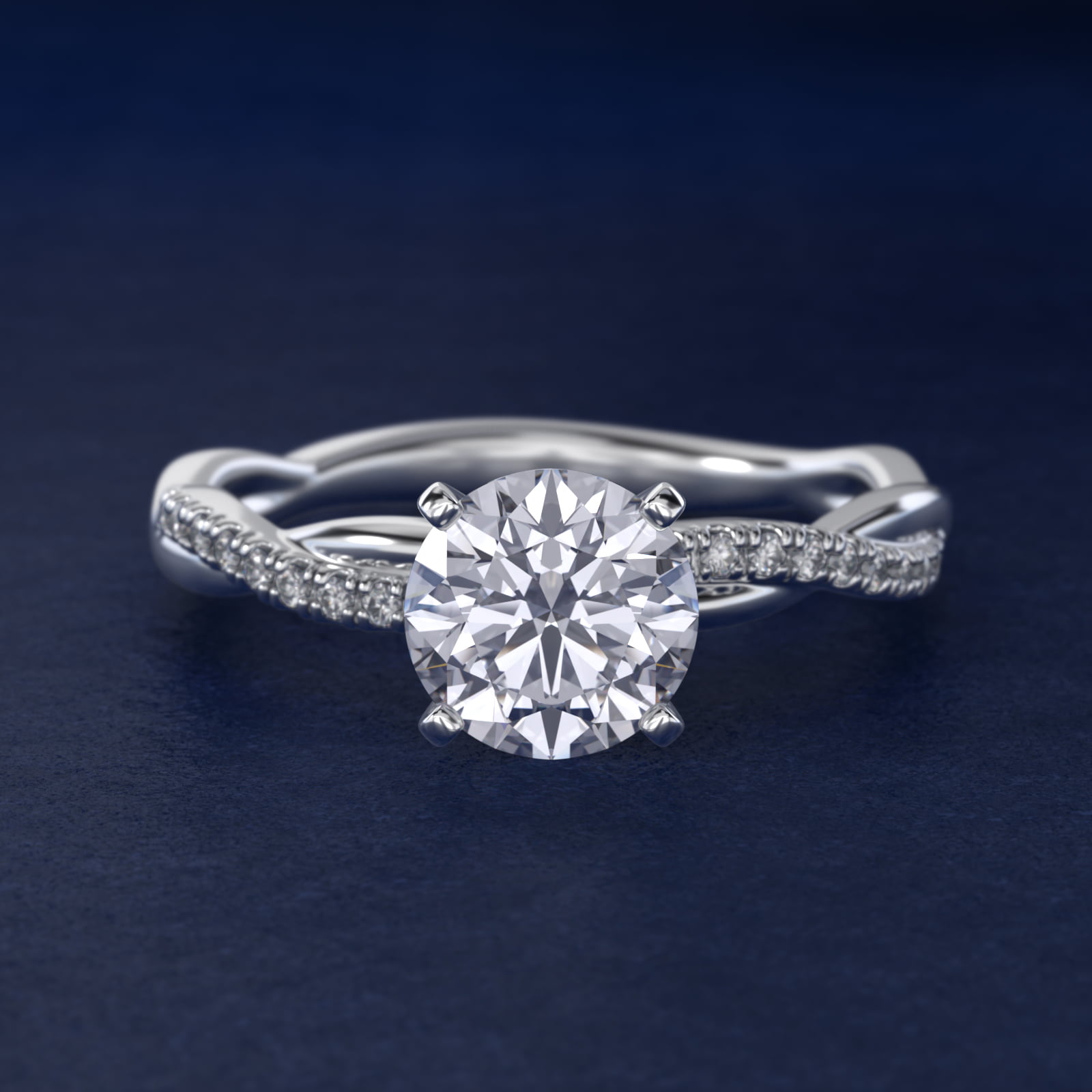 Round 1 CT Certified Diamond Petite Twist Engagement Ring In 14K White Gold 3
