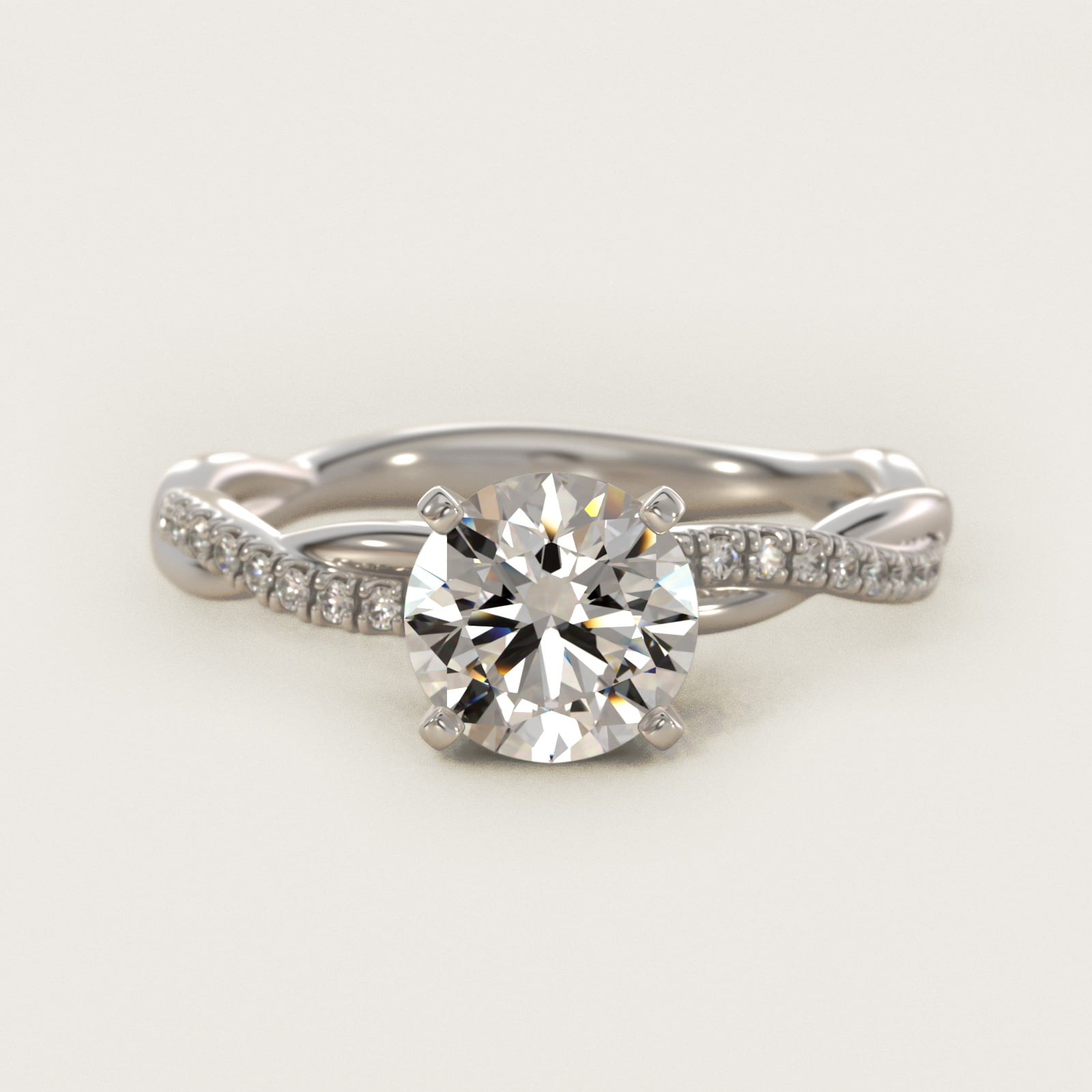 Petite Twist Diamond Engagement Ring in 14k White Gold (1/10 ct. tw.) — Round center