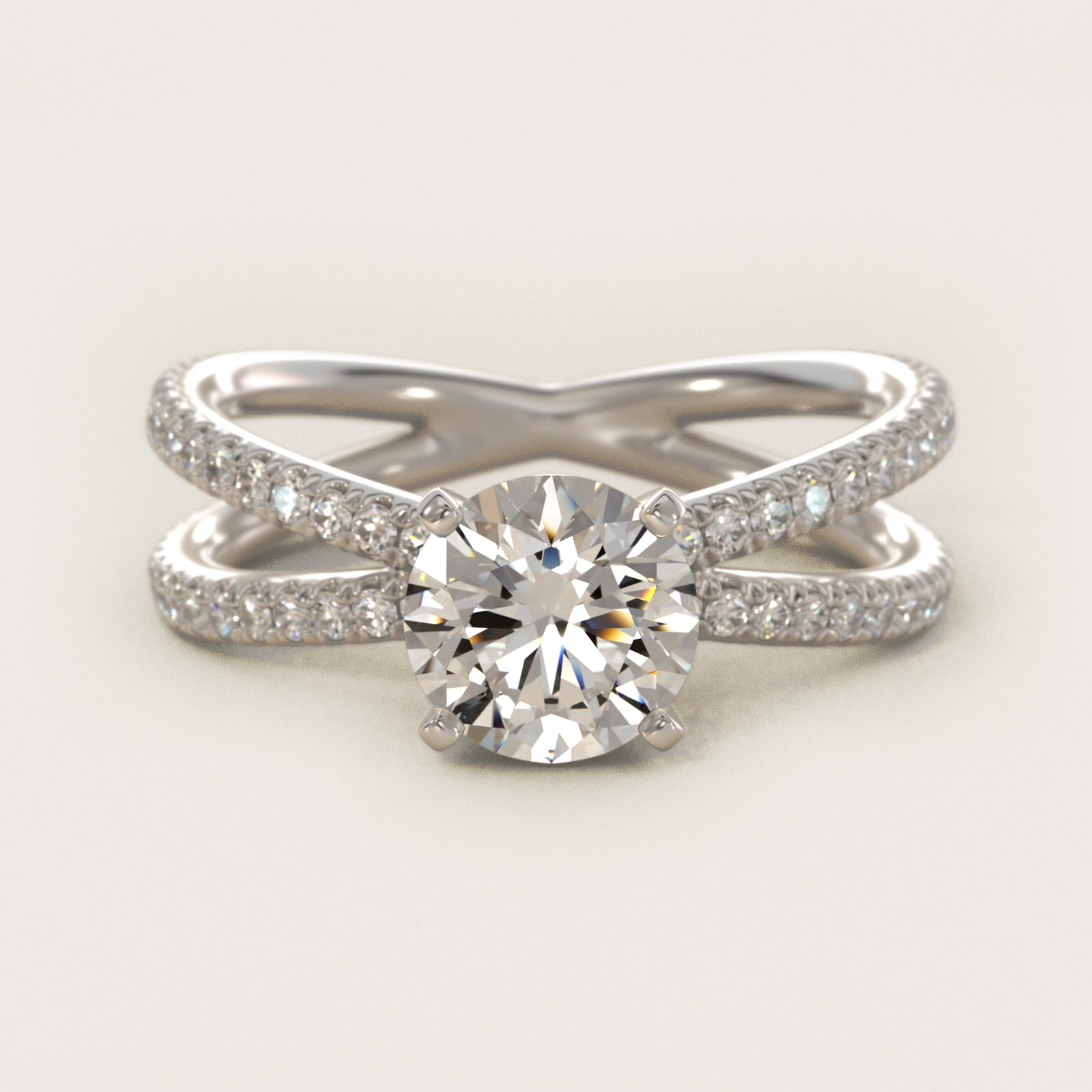 Blue JD Studio Empress Diamond Engagement Ring in Platinum (1/3 ct. tw.) — Round center