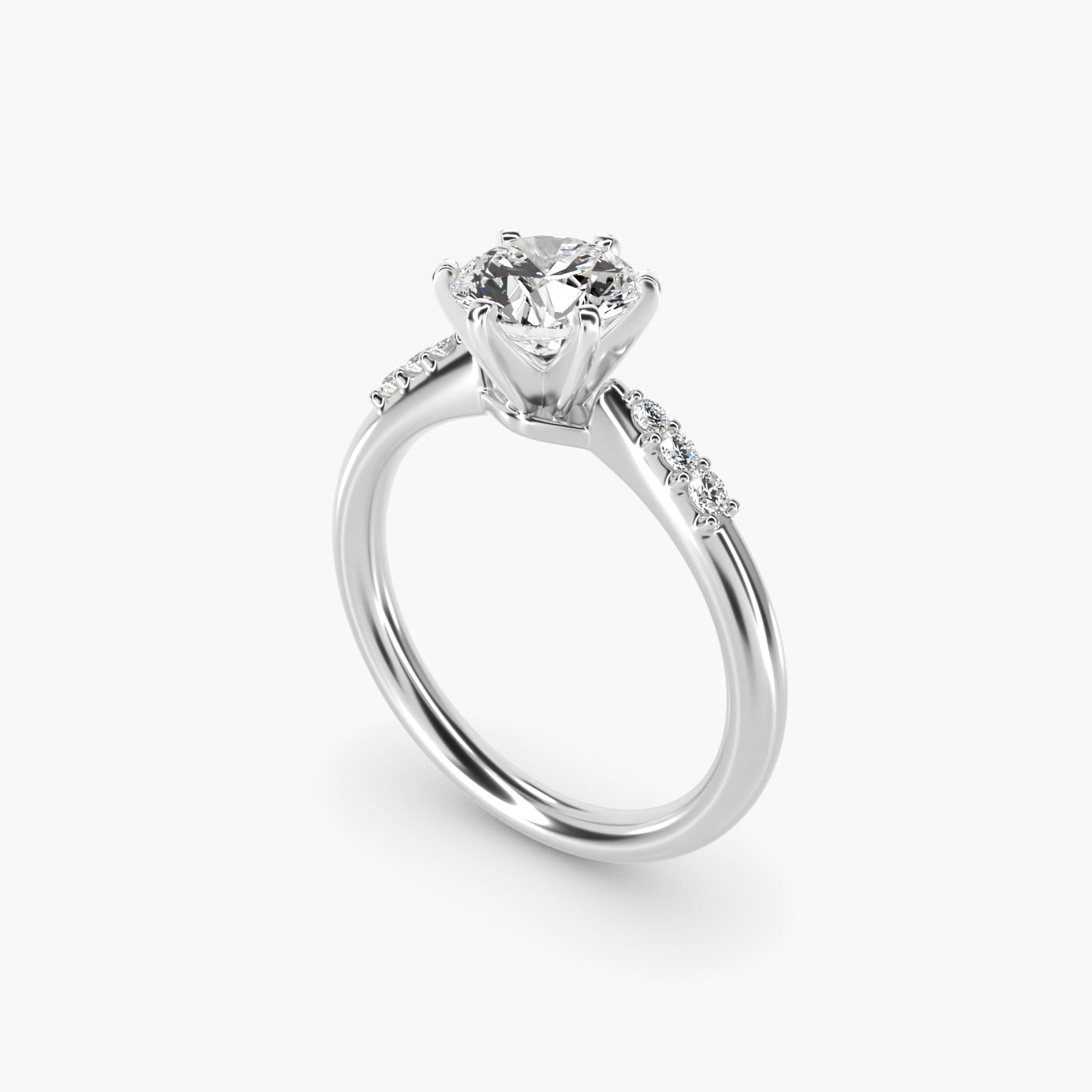 Six-Prong Petite Diamond Engagement Ring in Platinum