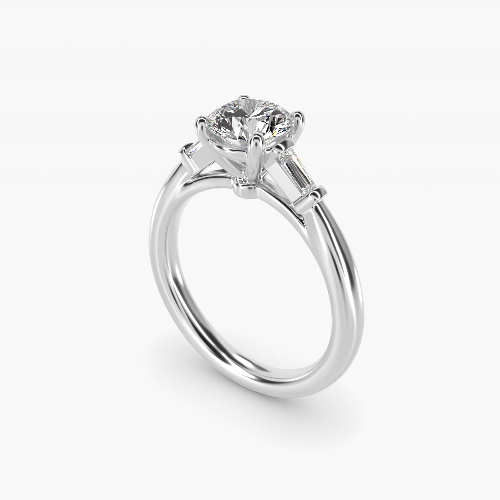 Tapered Baguette Diamond Engagement Ring in 14k White Gold (1/6 ct. tw.)