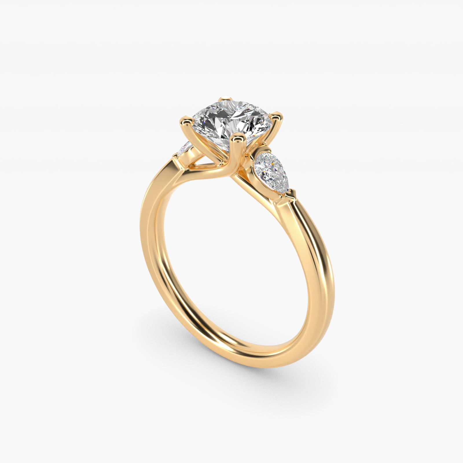 Pear Sidestone Diamond Engagement Ring in 14k Yellow Gold (1/4 ct. tw.)