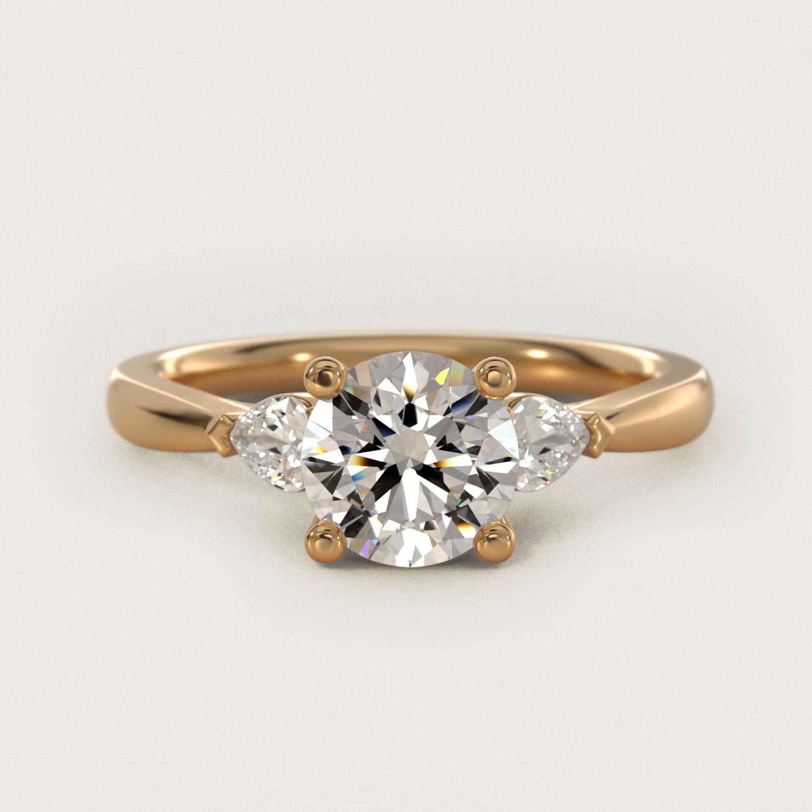 Pear Sidestone Diamond Engagement Ring in 14k Yellow Gold (1/4 ct. tw.) — Round center