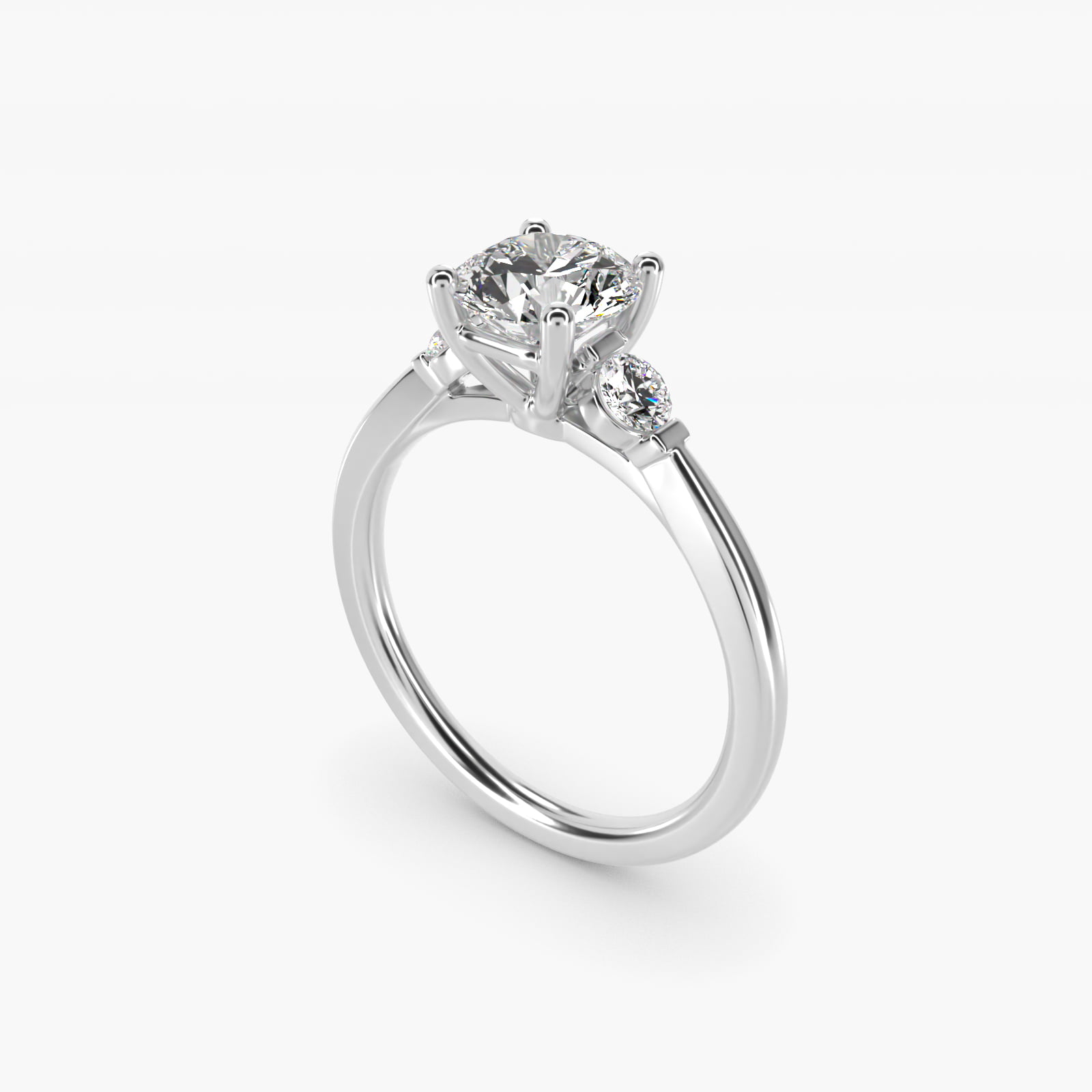 Petite Three-Stone Lab-Grown Diamond Engagement Ring in 14k White Gold