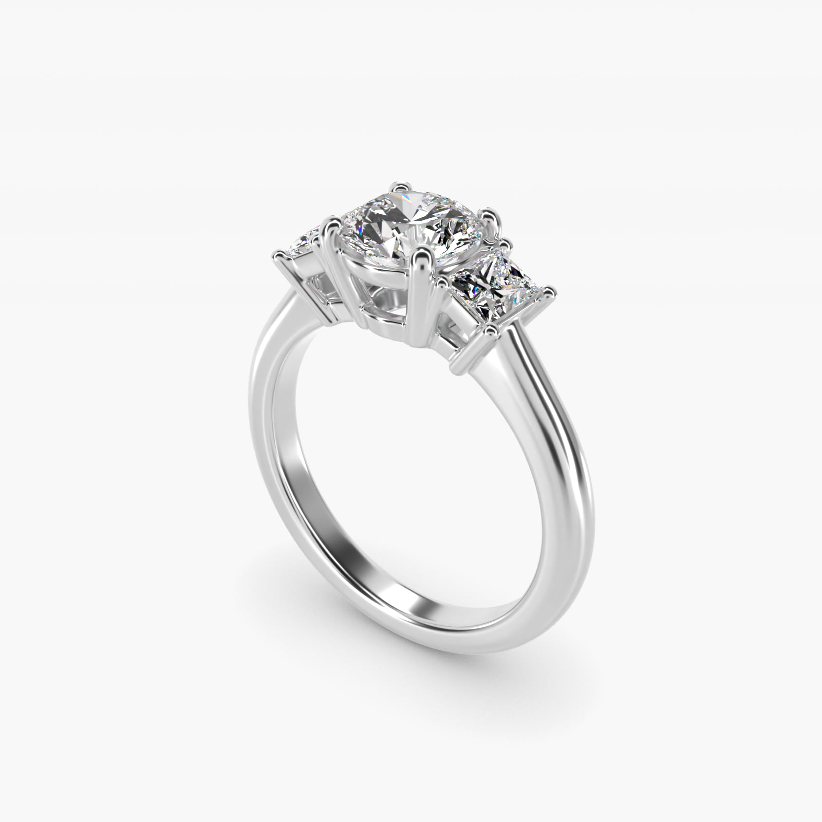 Three-Stone Elongated Princess Diamond Engagement Ring in 14K White Gold (1/2 ct. tw.)