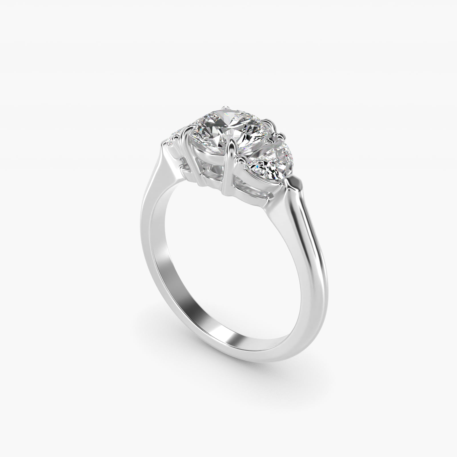 Three-Stone Half-Moon Sidestone Diamond Engagement Ring in 14k White Gold (1/2 ct. tw.)