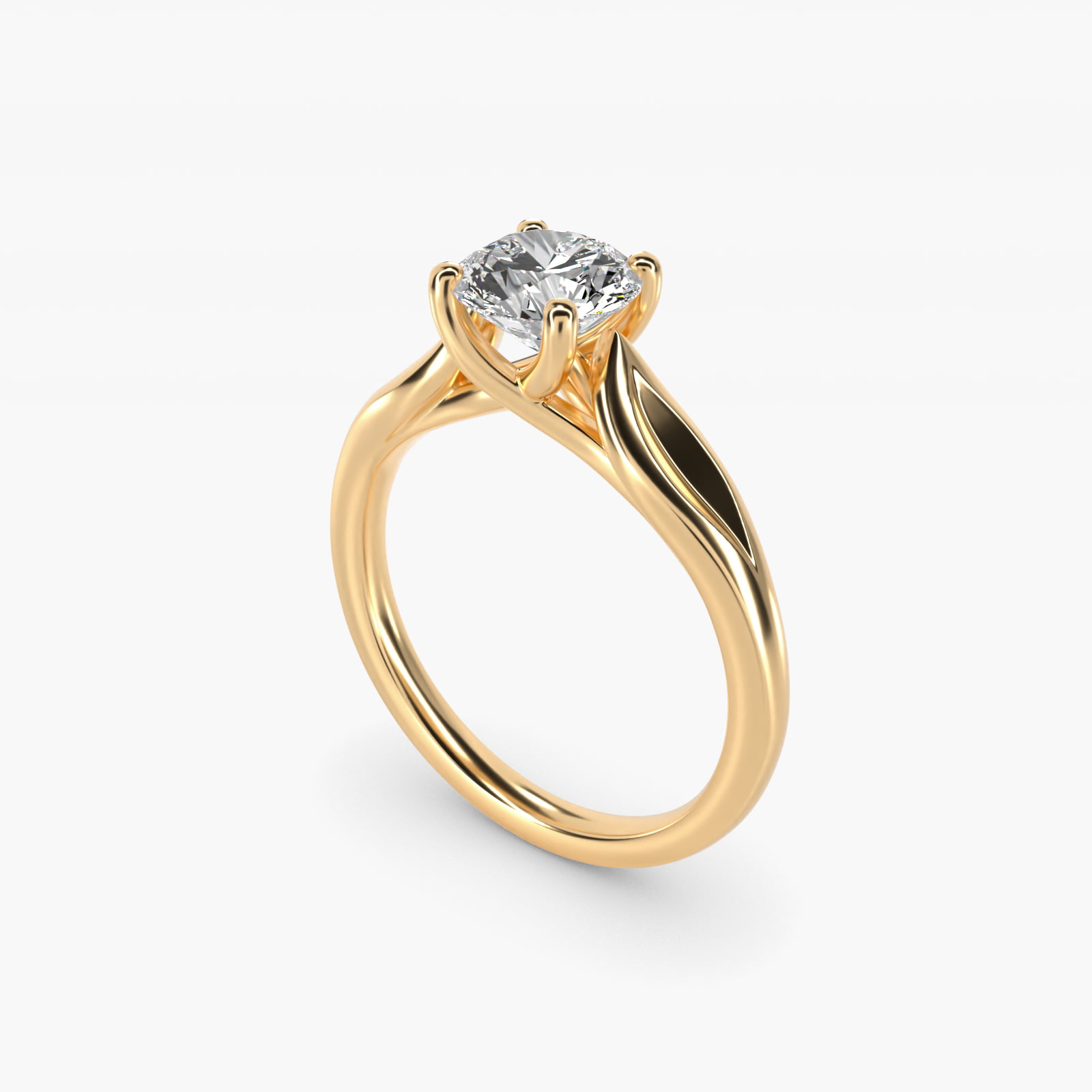Leaf Solitaire Engagement Ring in 14k Yellow Gold