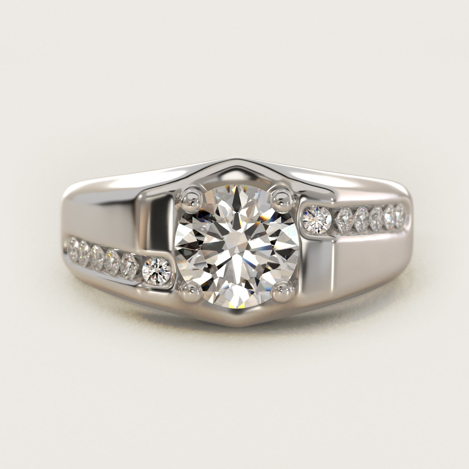 Men's Bypass Channel Diamond Engagement Ring in 14k White Gold (1/4 ct. tw.) — Round center