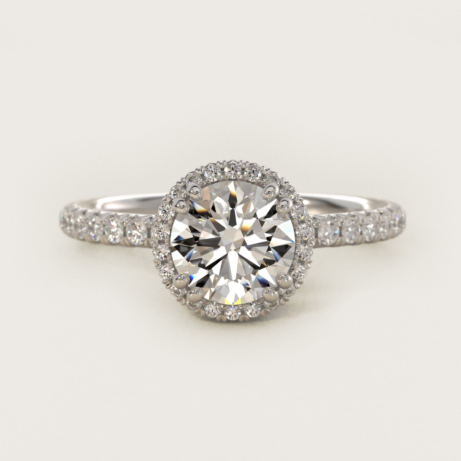 Blue JD Studio Heiress Halo Diamond Engagement Ring in Platinum (3/8 ct. tw.) — Round center