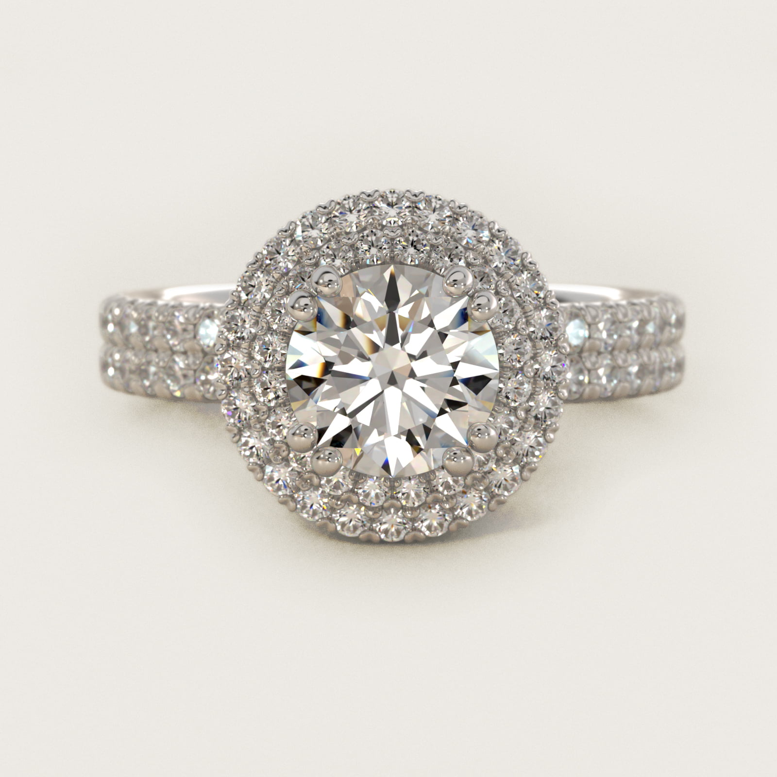 Blue JD Studio Double Halo Gala Diamond Engagement Ring in 14k White Gold (7/8 ct. tw.)
