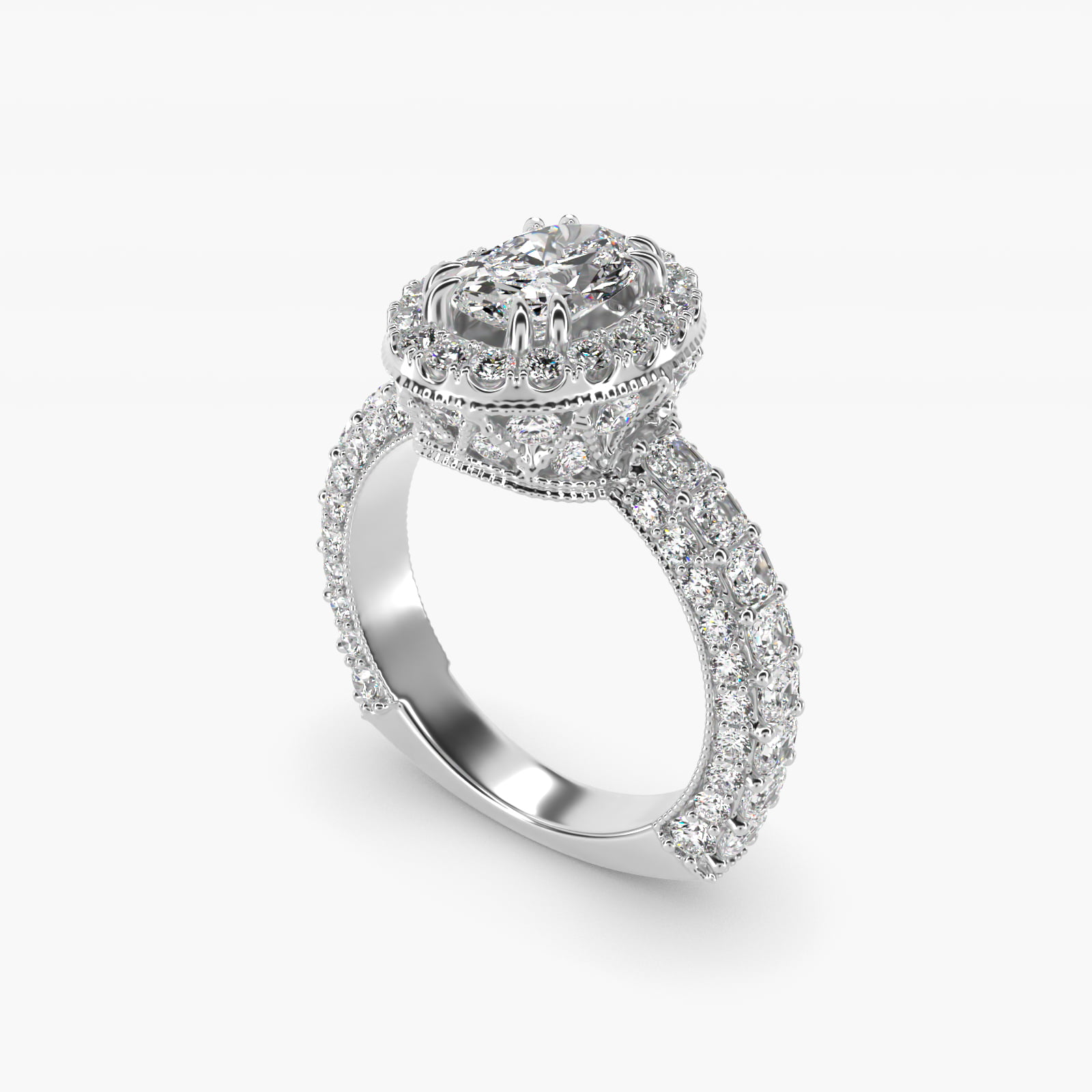 Grandeur Oval Halo Diamond Engagement Ring in 14k White Gold (2 ct. tw.) By Bella Vaughan