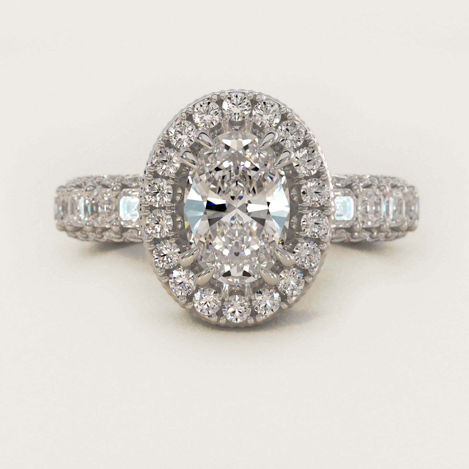 Grandeur Oval Halo Diamond Engagement Ring in 14k White Gold (2 ct. tw.) By Bella Vaughan 2