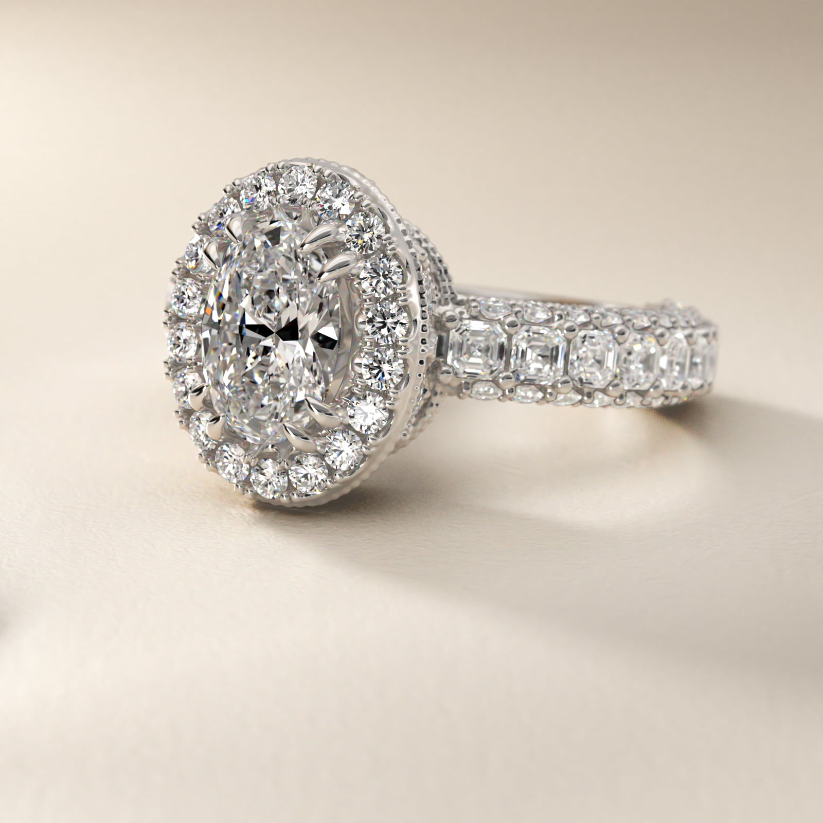 Grandeur Oval Halo Diamond Engagement Ring in 14k White Gold (2 ct. tw.) By Bella Vaughan 3