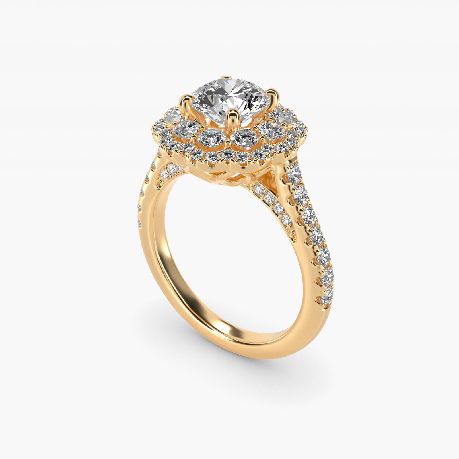 Vintage Diamond Halo Engagement Ring in 14k Yellow Gold (5/8 ct. tw.)