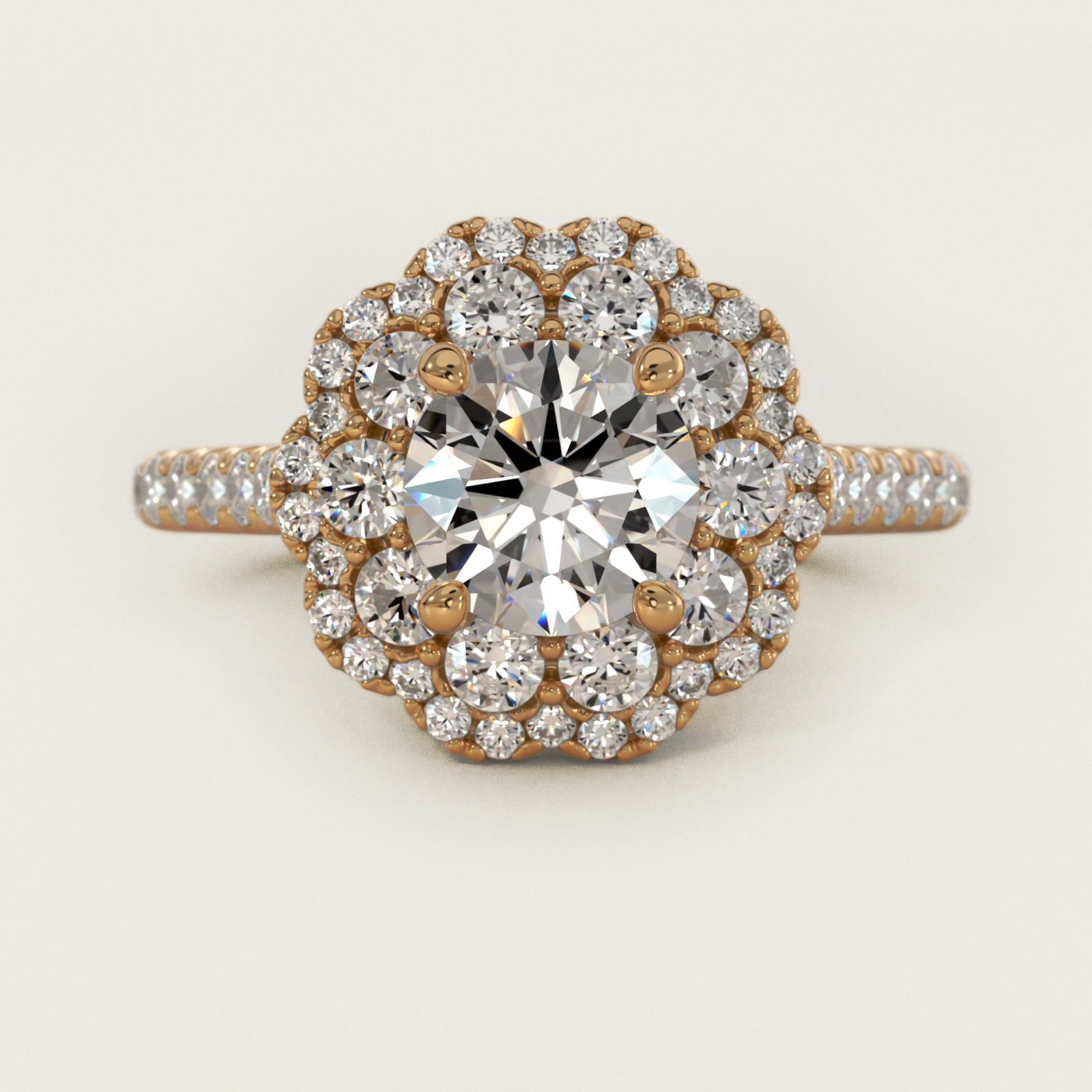 Vintage Diamond Halo Engagement Ring in 14k Yellow Gold (5/8 ct. tw.) — Round center