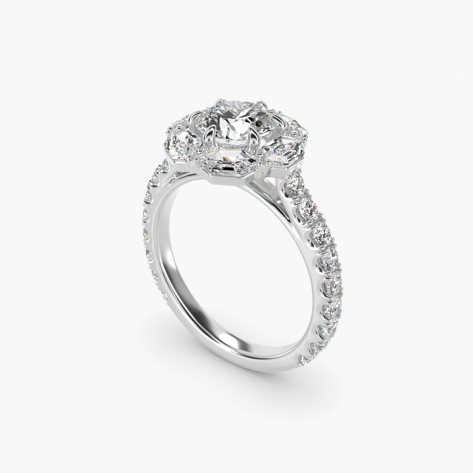 Hila Diamond Halo Engagement Ring in 14k White Gold By Bella Vaughan