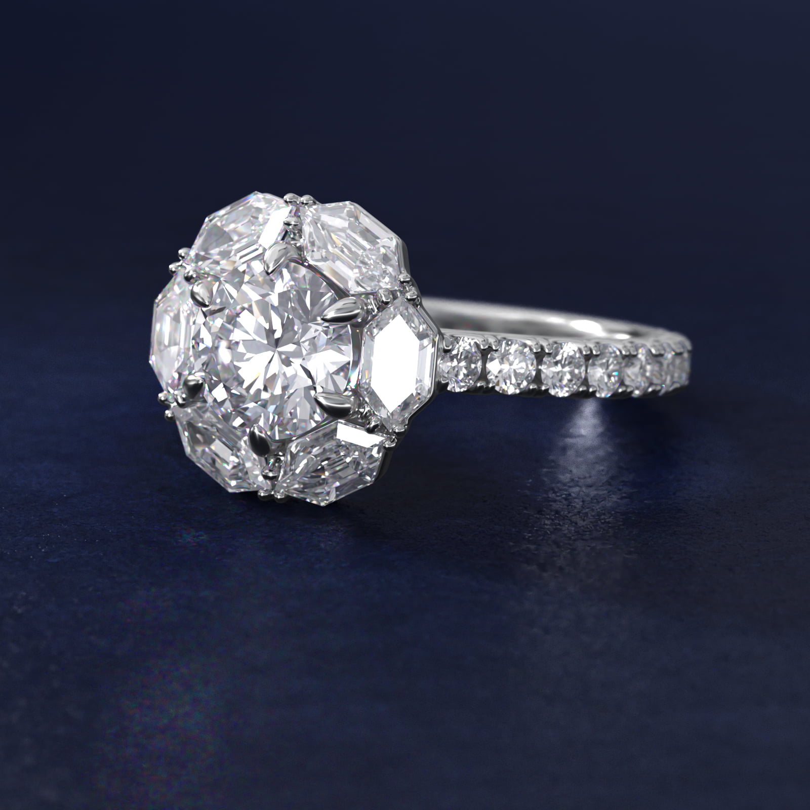 Hila Diamond Halo Engagement Ring in 14k White Gold By Bella Vaughan 3