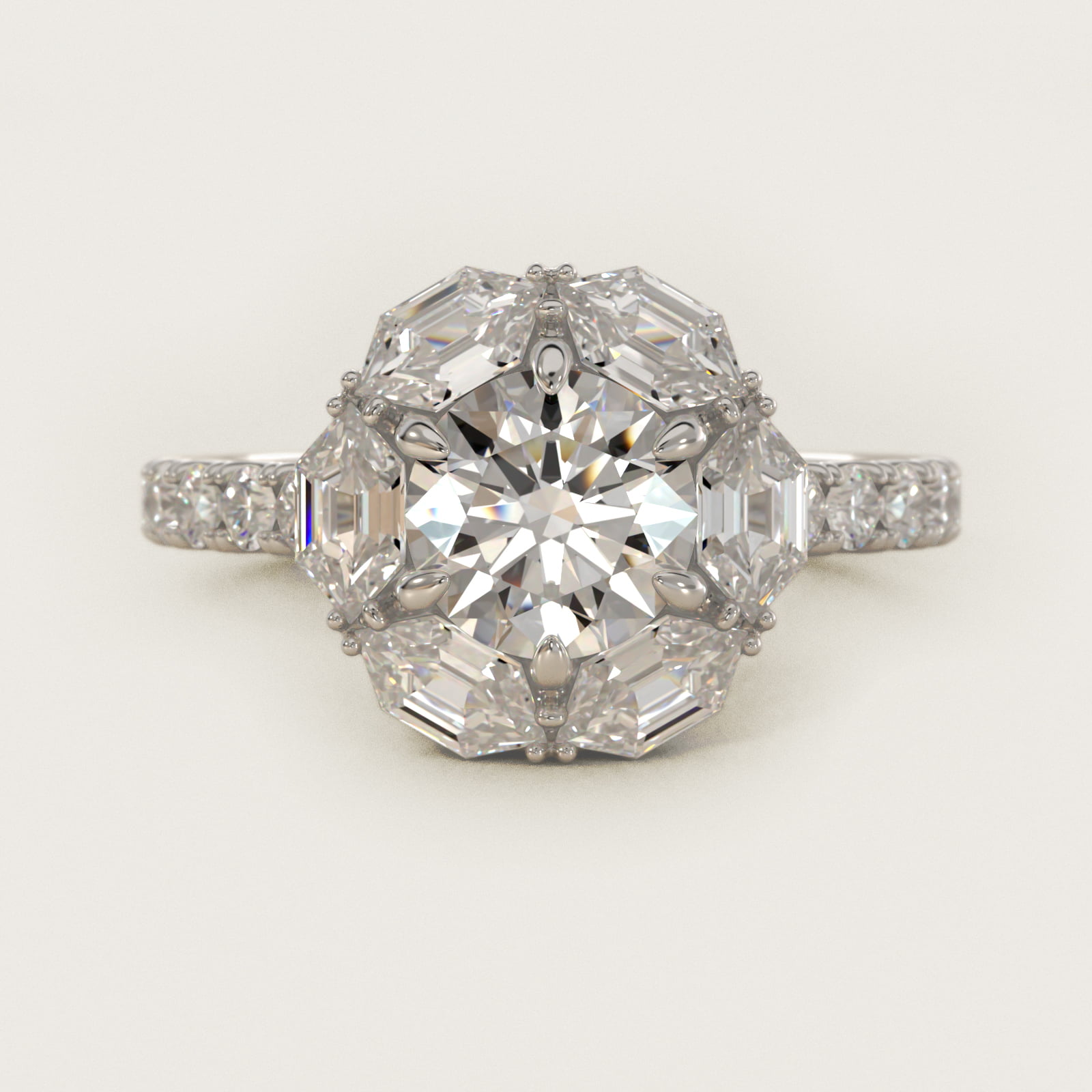 Hila Diamond Halo Engagement Ring in 14k White Gold By Bella Vaughan 2