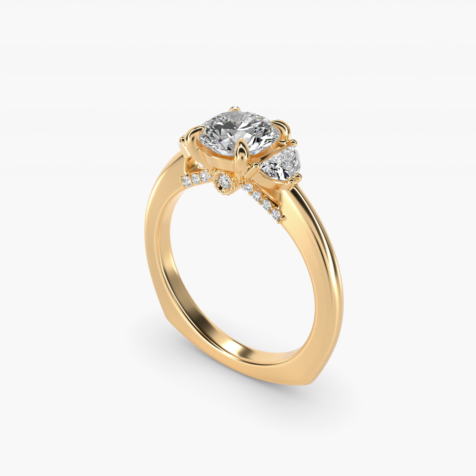 Moon Three Stone Engagement Ring in 14K Yellow Gold (1/3 ct. tw.) By Bella Vaughan