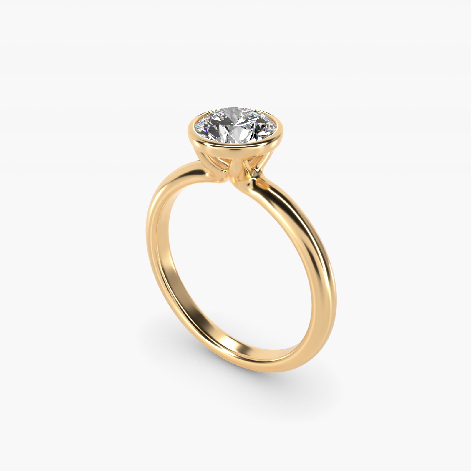 Bezel Solitaire Engagement Ring in 14K Yellow Gold